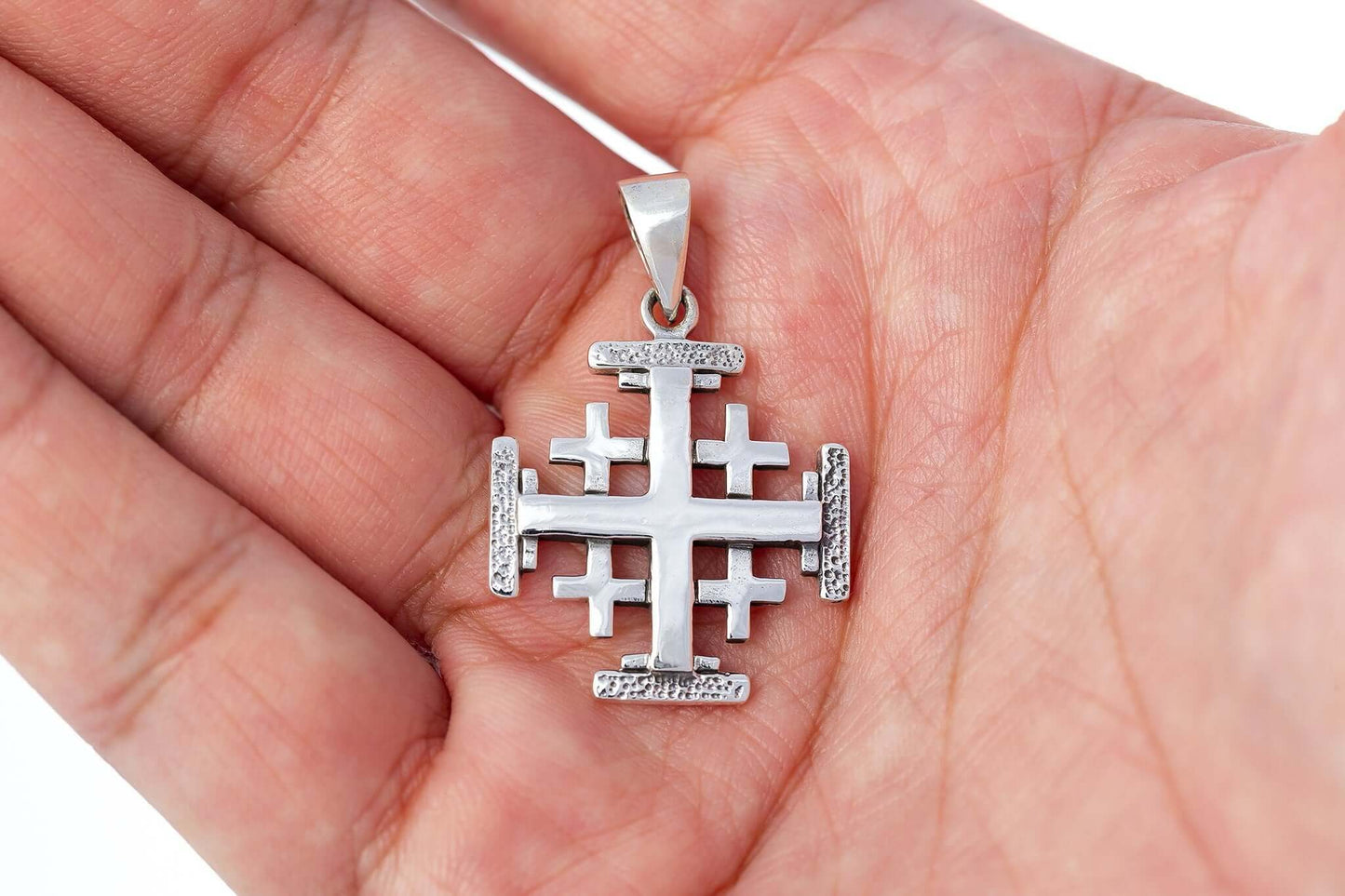 925 Sterling Silver Handcrafted Jerusalem Cross Pendant - SilverMania925