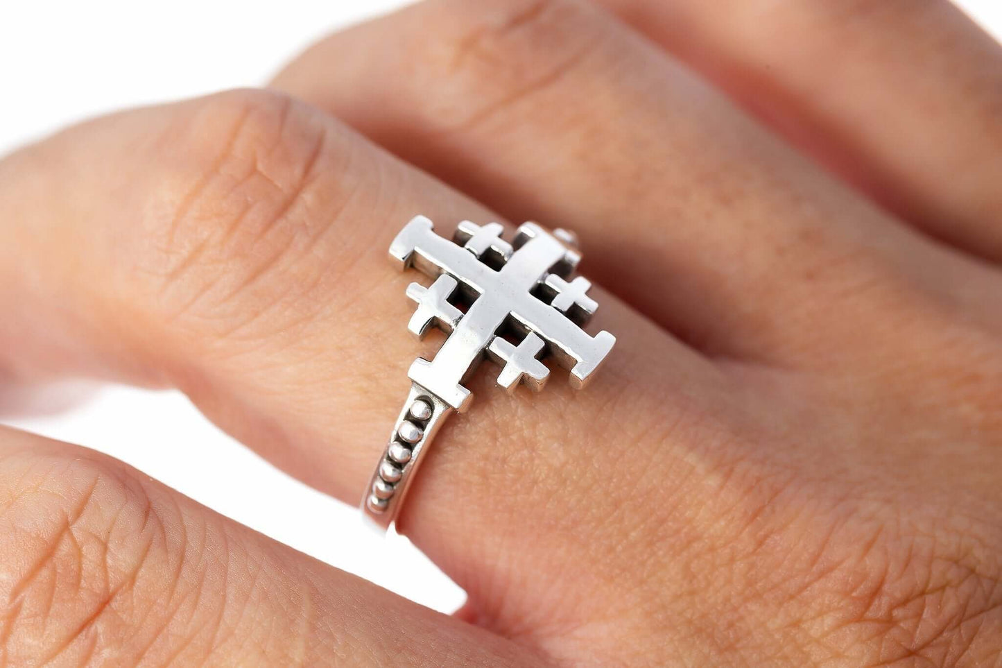 925 Sterling Silver Jerusalem Cross Ring - SilverMania925