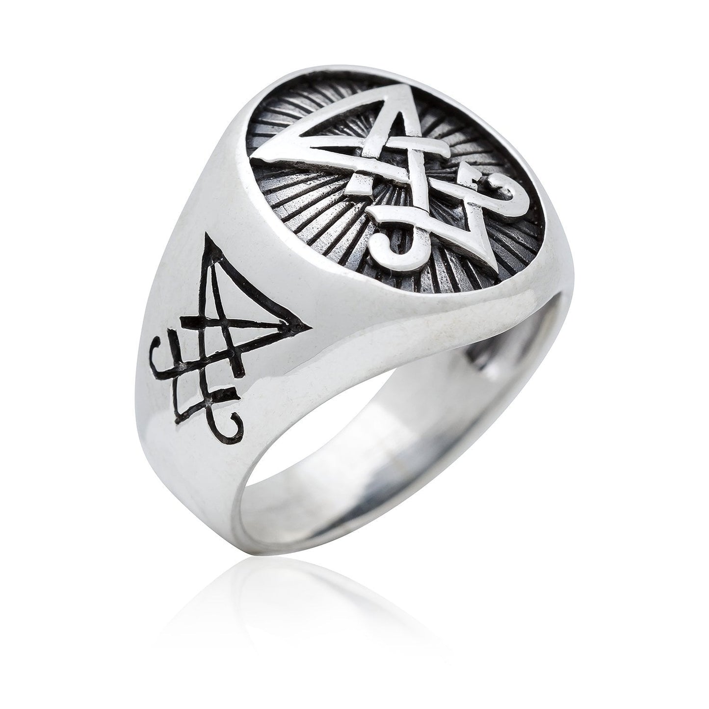 925 Sterling Silver Sigil of Lucifer Satanic Seal of Satan Ring - SilverMania925