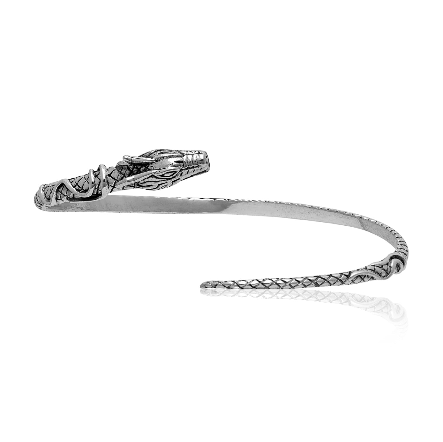 925 Sterling Silver Viking Jormungand Bangle - Main Image