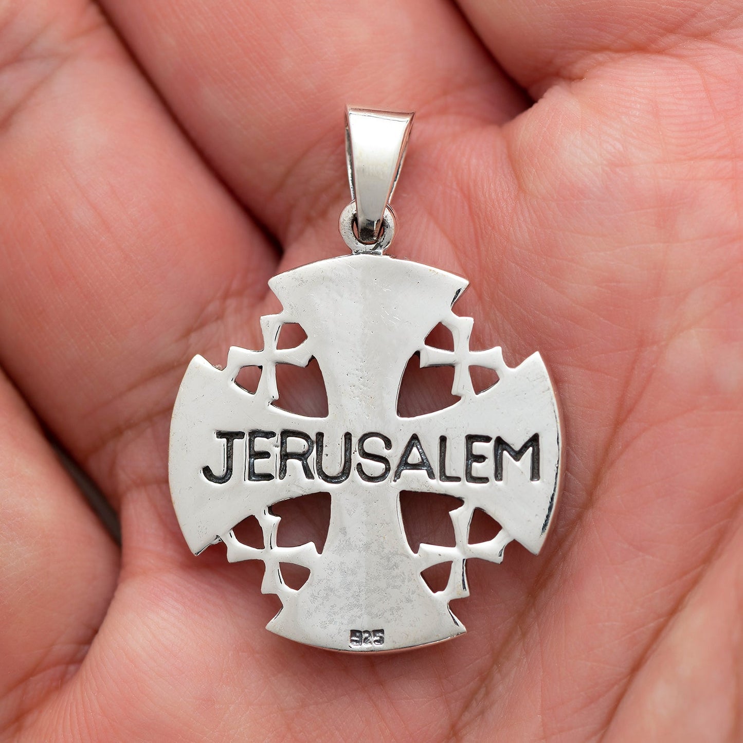 925 Sterling Silver Signed Jerusalem Cross Pendant - SilverMania925
