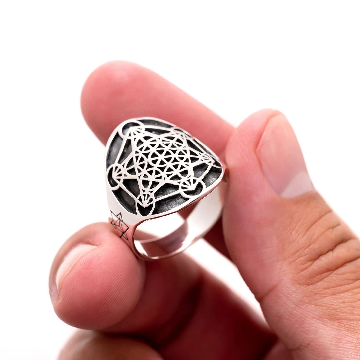 925 Sterling Silver Metatron Cube Angel Ring - SilverMania925