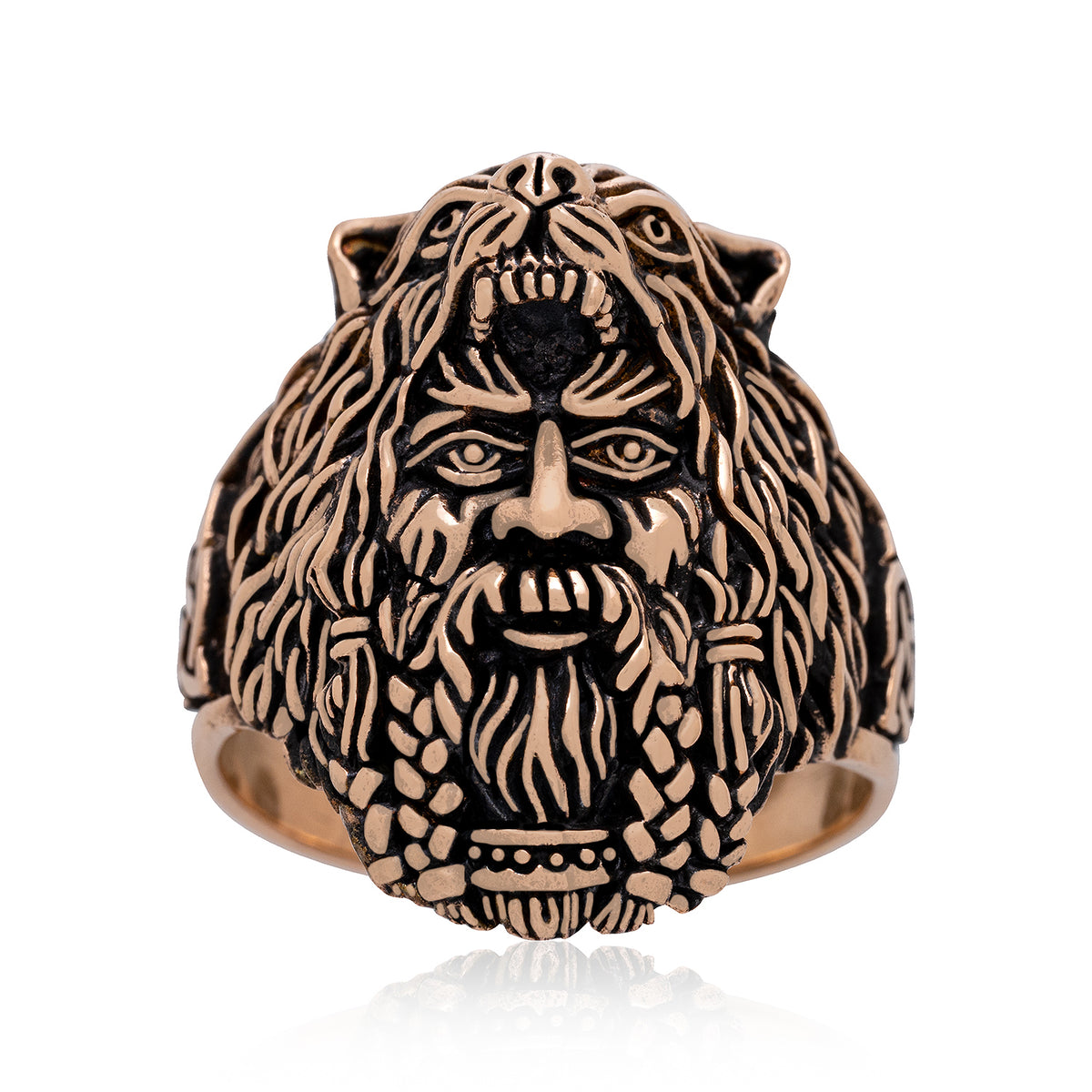 Berserker With Bear Hood Bronze Ring