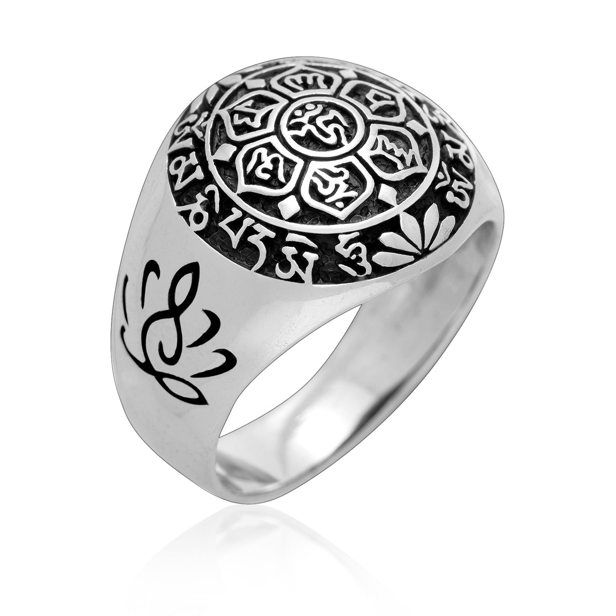 Manthar Rind 925 Sterling Silver Six Word Mantra Ring