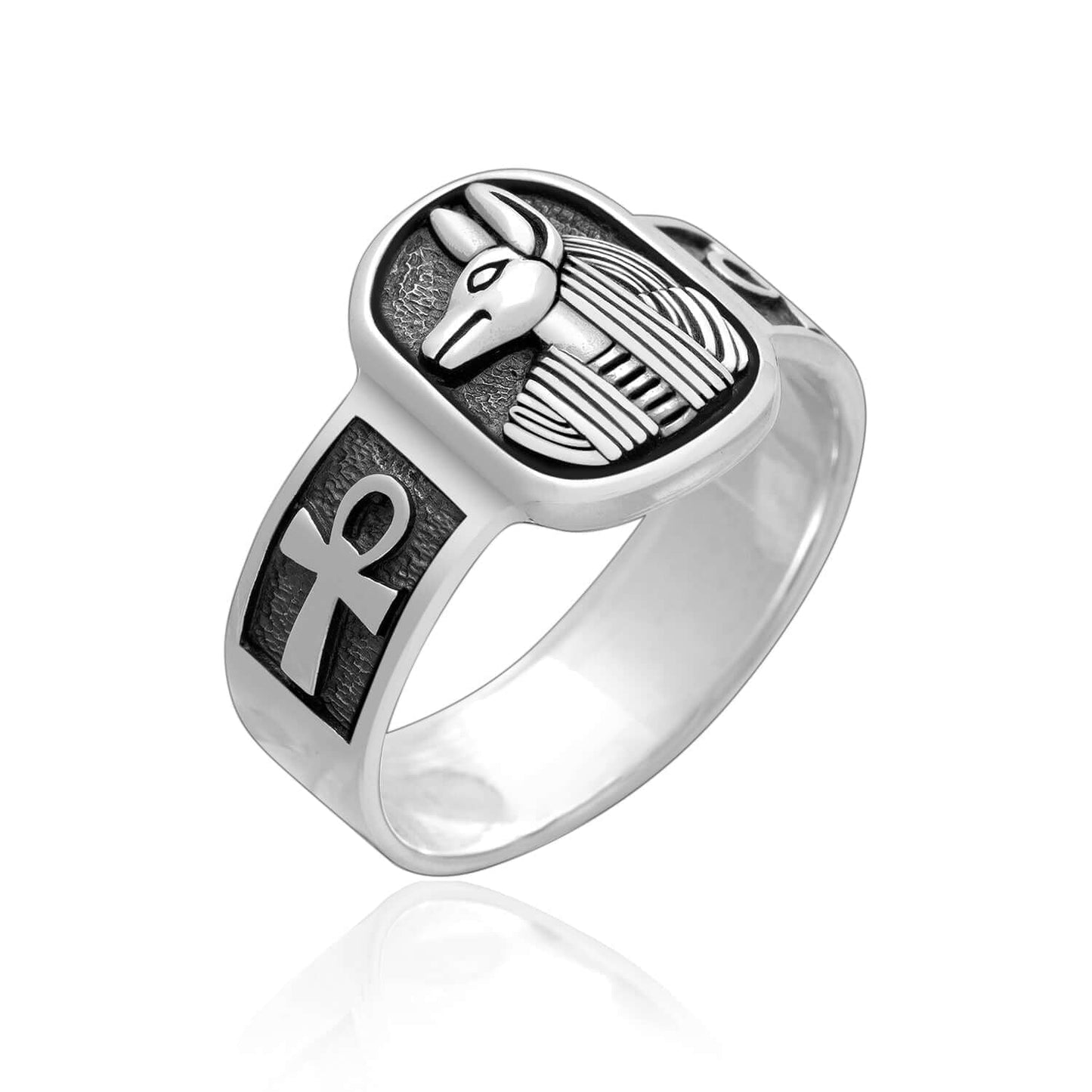 925 Sterling Silver Egyptian God Anubis Ring - SilverMania925