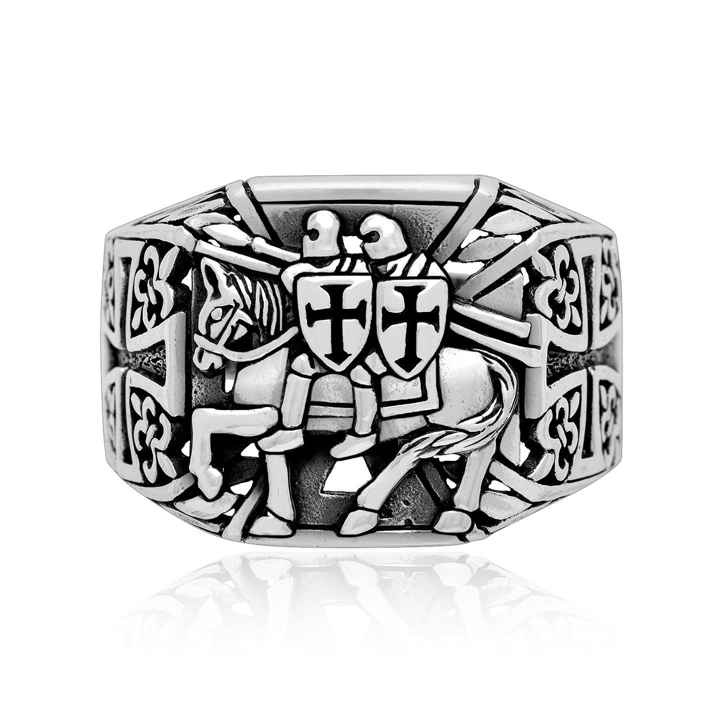 Sterling Silver Knights Templar Crusaders Signet Ring