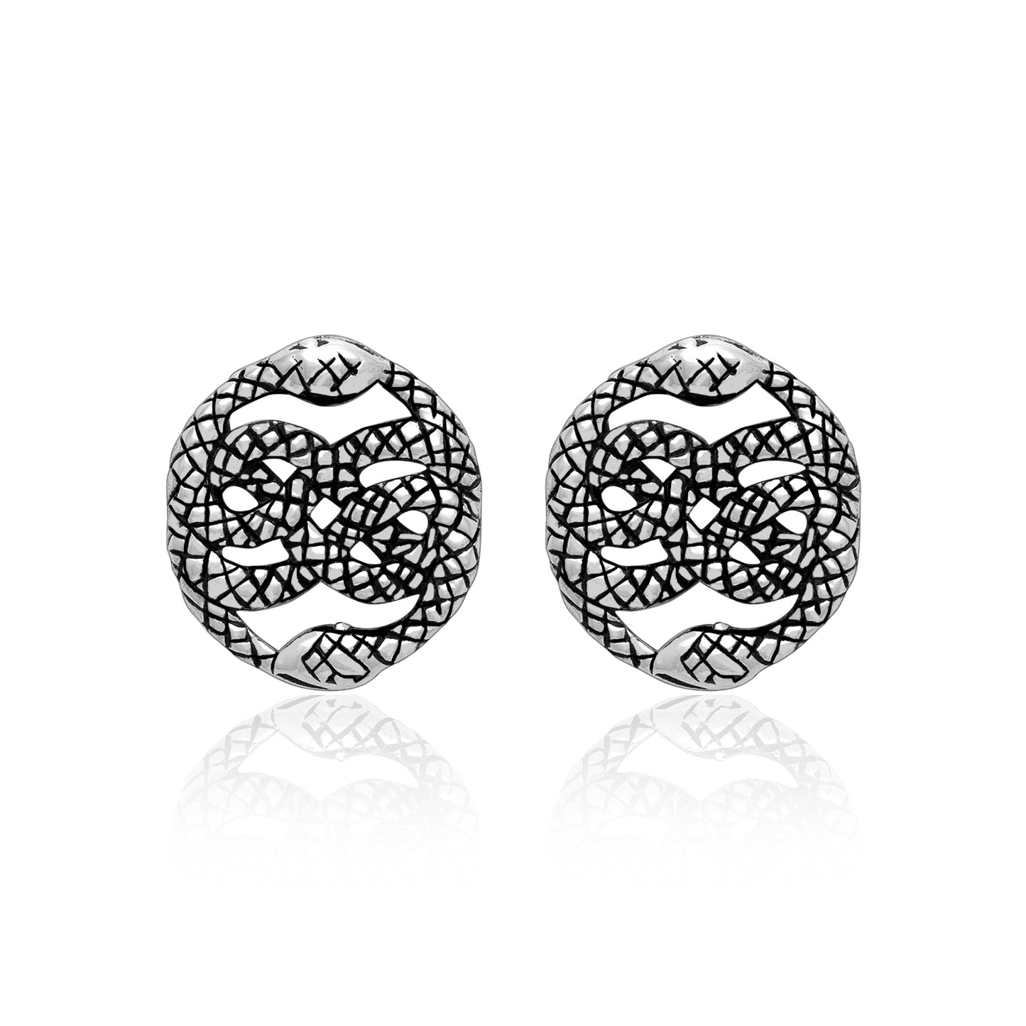 925 Sterling Silver Ouroboros Earrings Set