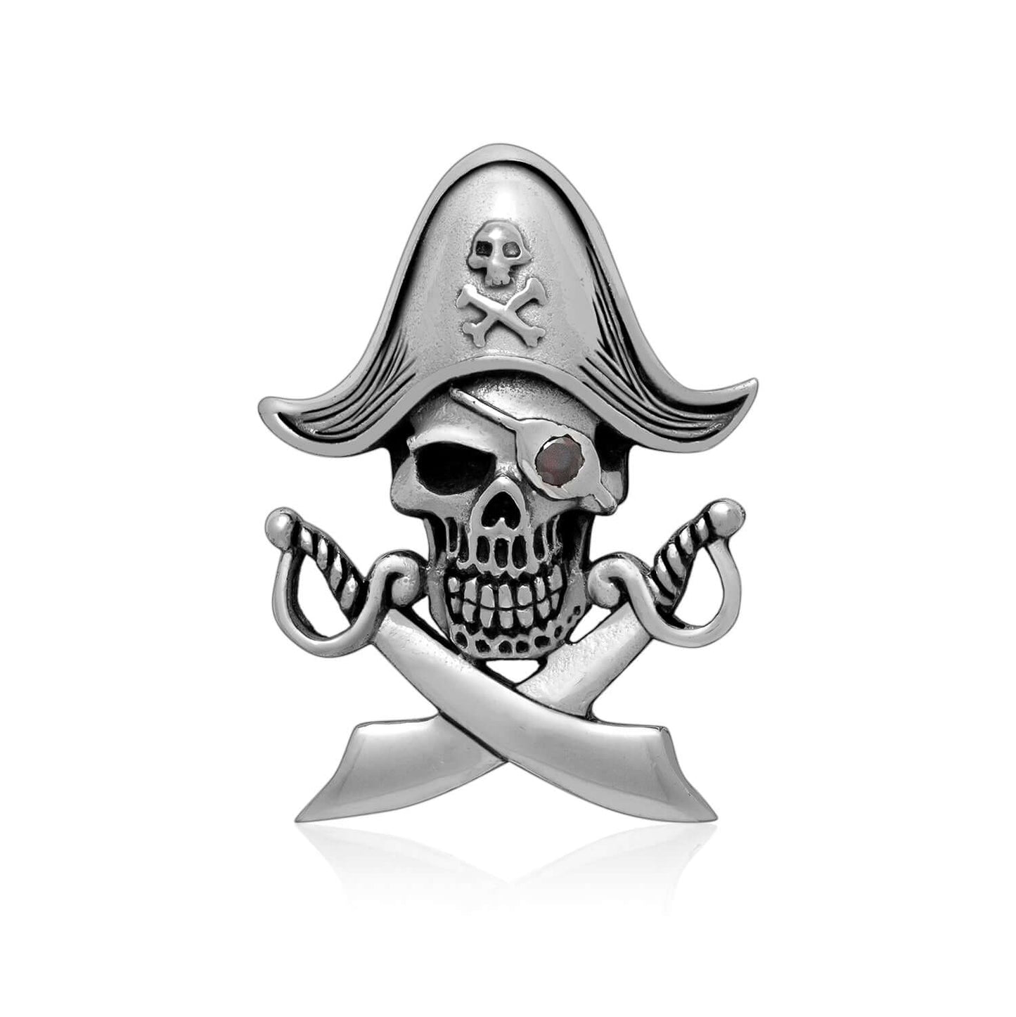 925 Sterling Silver Pirate Skull Gothic Pendant - SilverMania925