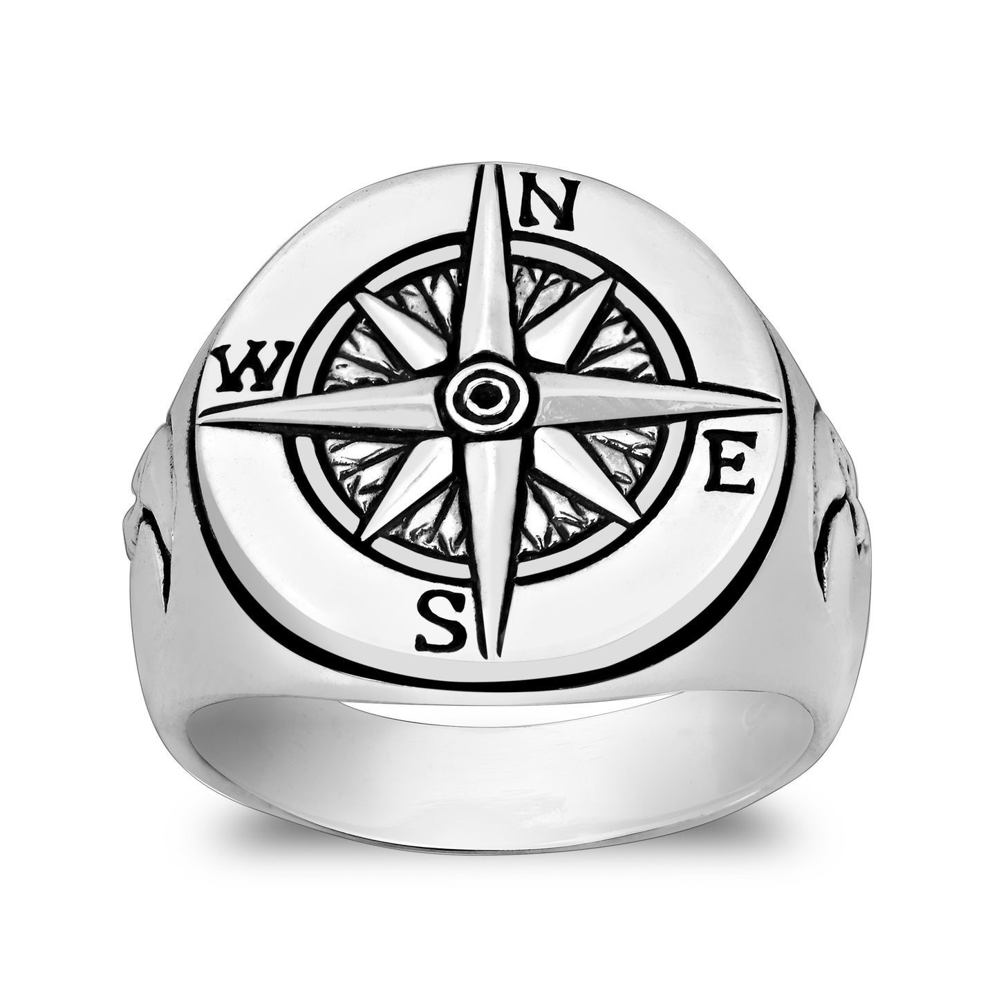 Sterling Silver Magnetic Compass Nautical Ring - SilverMania925