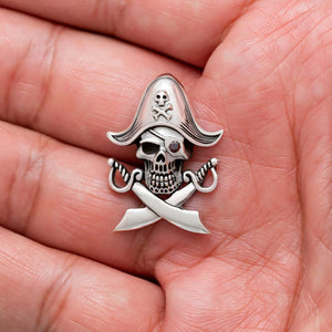 925 Sterling Silver Pirate Skull Gothic Pendant