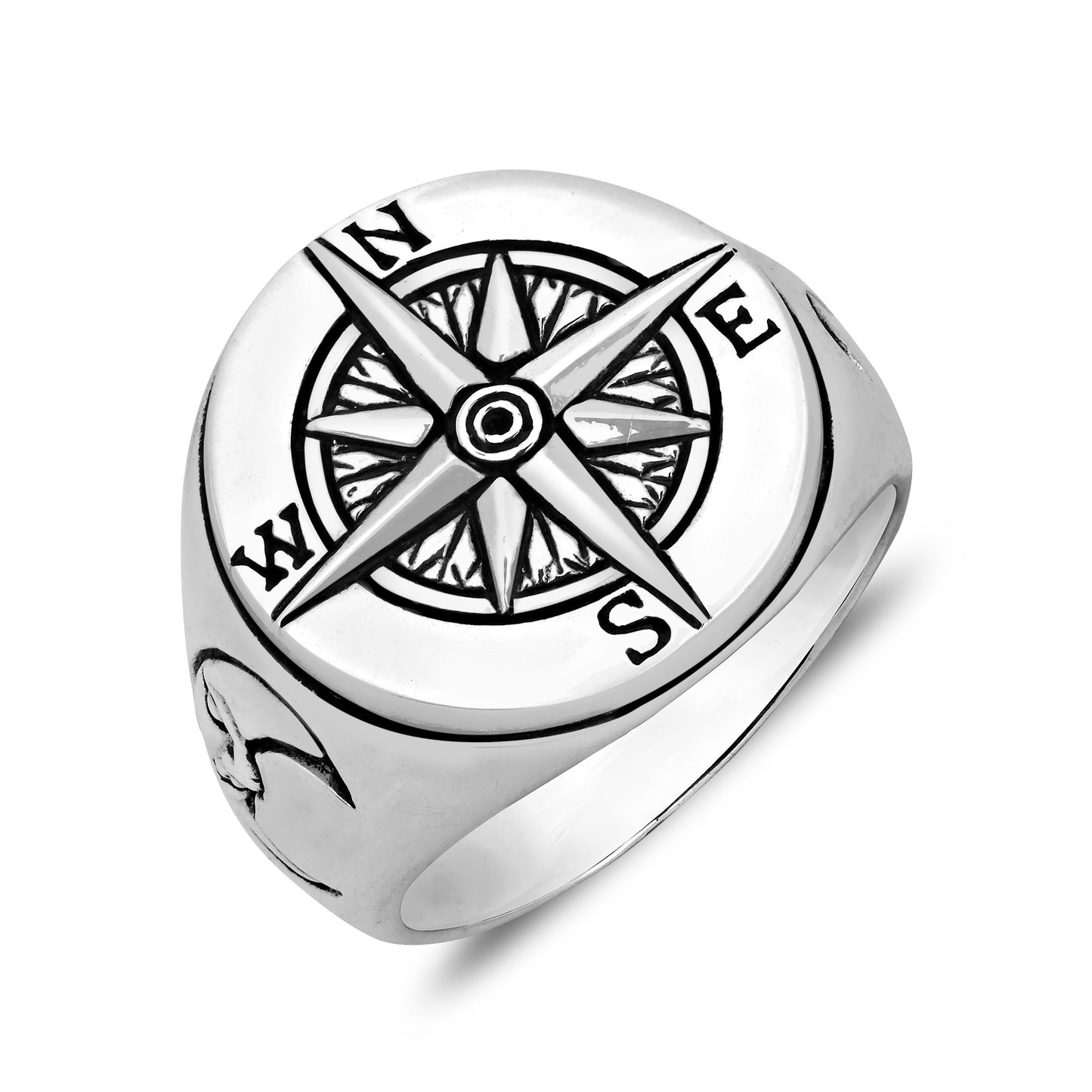 Sterling Silver Magnetic Compass Nautical Ring - SilverMania925