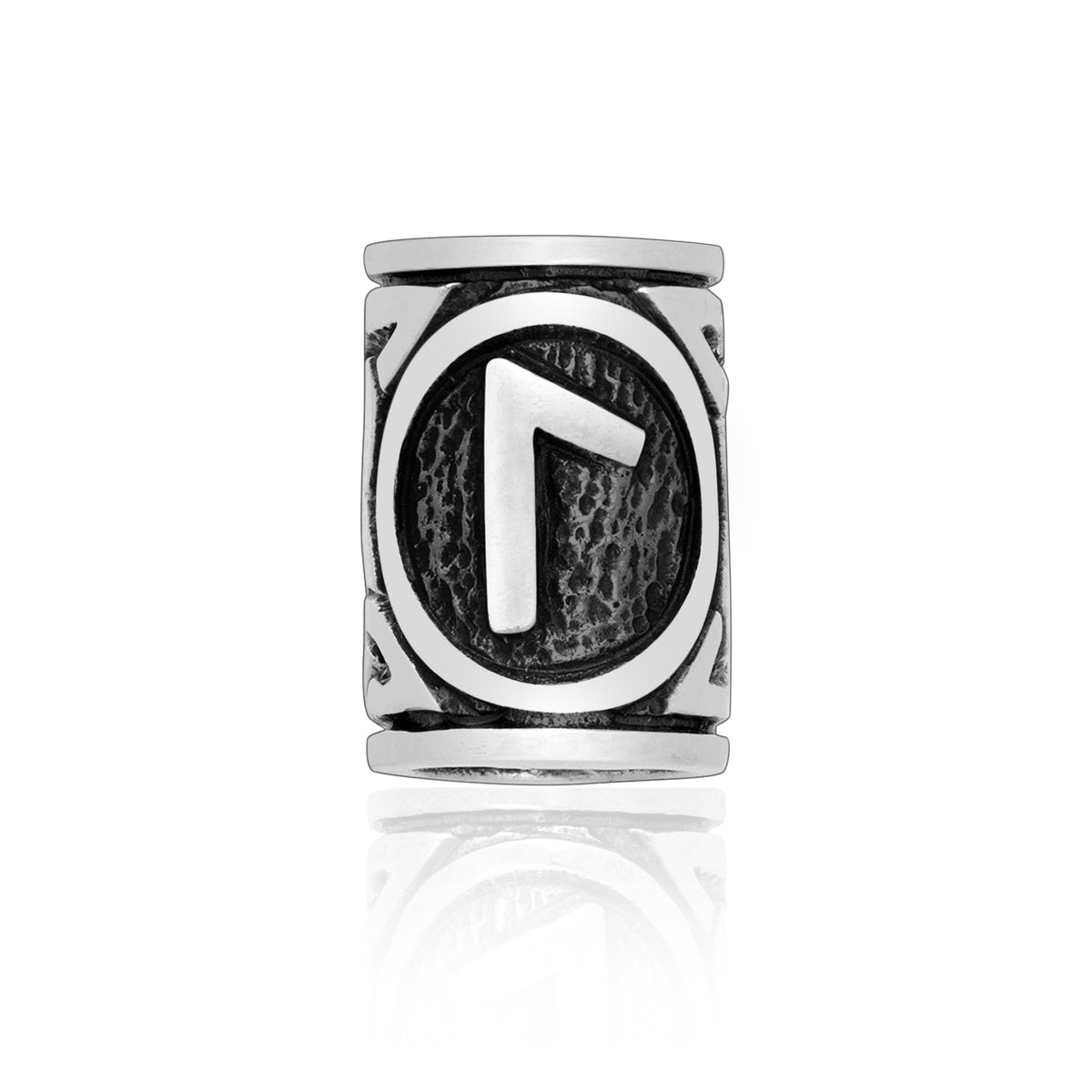 925 Sterling Silver Viking Beard Hair Bead with Rune Laguz - SilverMania925