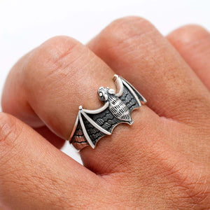 925 Sterling Silver Bat Gothic Ring
