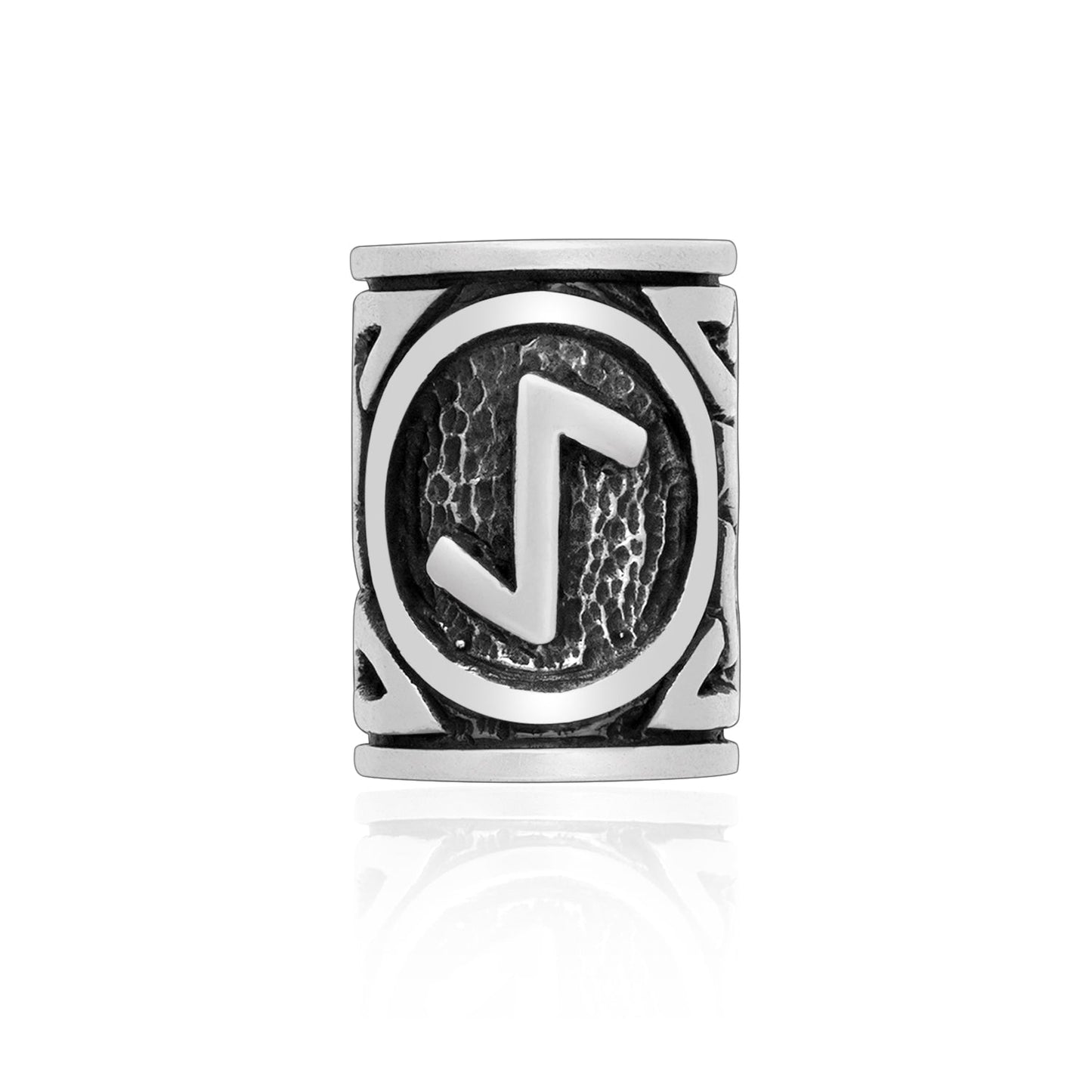 925 Sterling Silver Viking Beard Hair Bead with Rune Ihwaz - SilverMania925