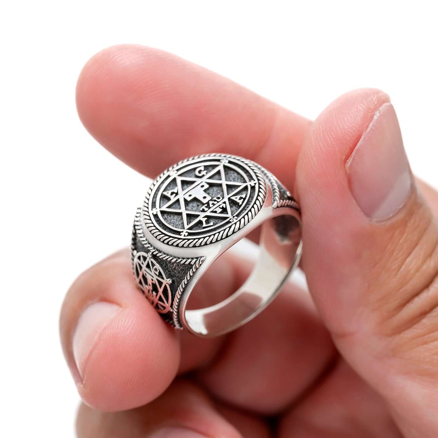 925 Sterling Silver Goetia Hexagram Ring - SilverMania925