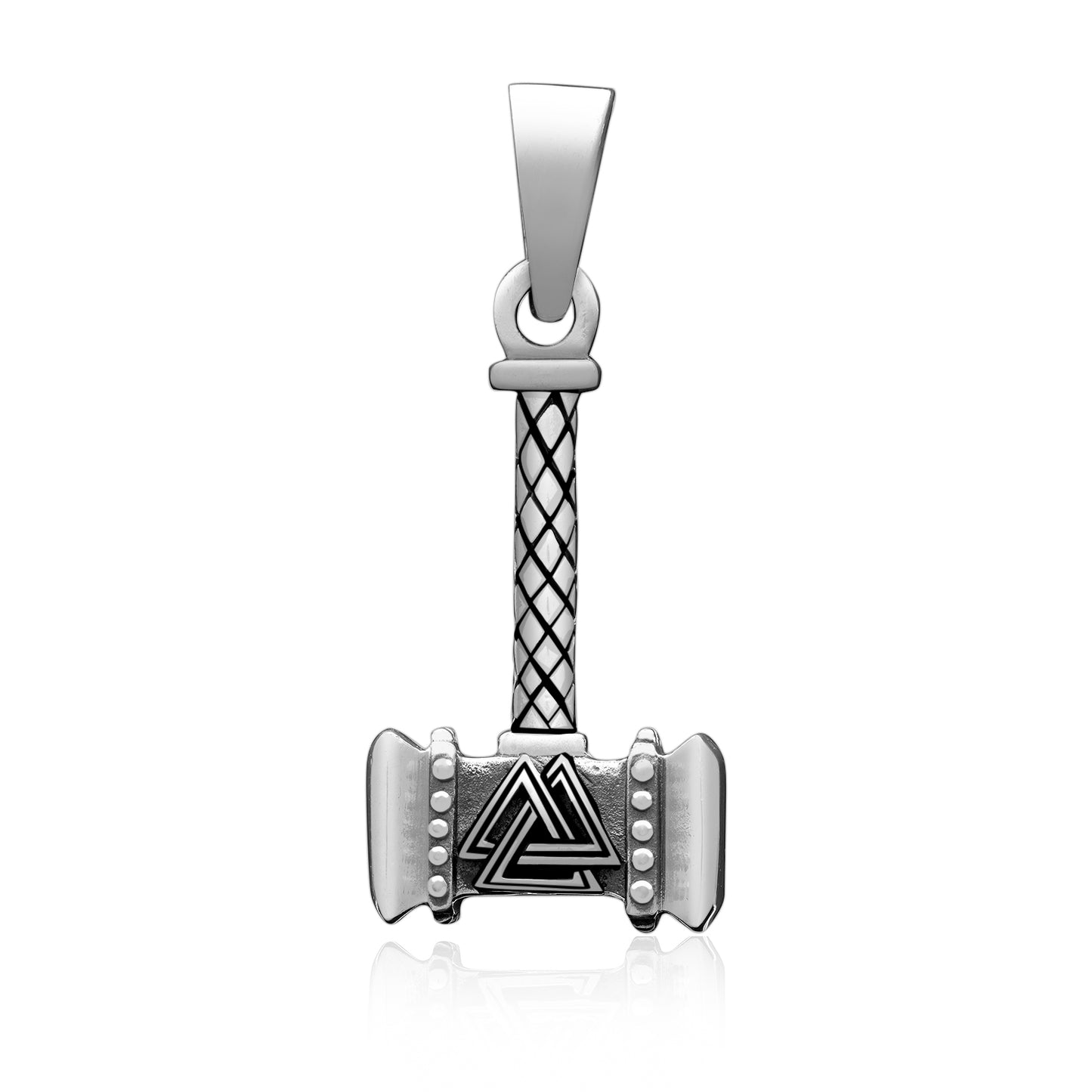 925 Sterling Silver Mjolnir with Valknut Pendant