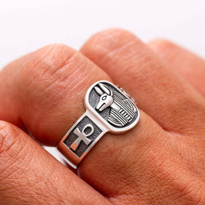 925 Sterling Silver Egyptian God Anubis Ring