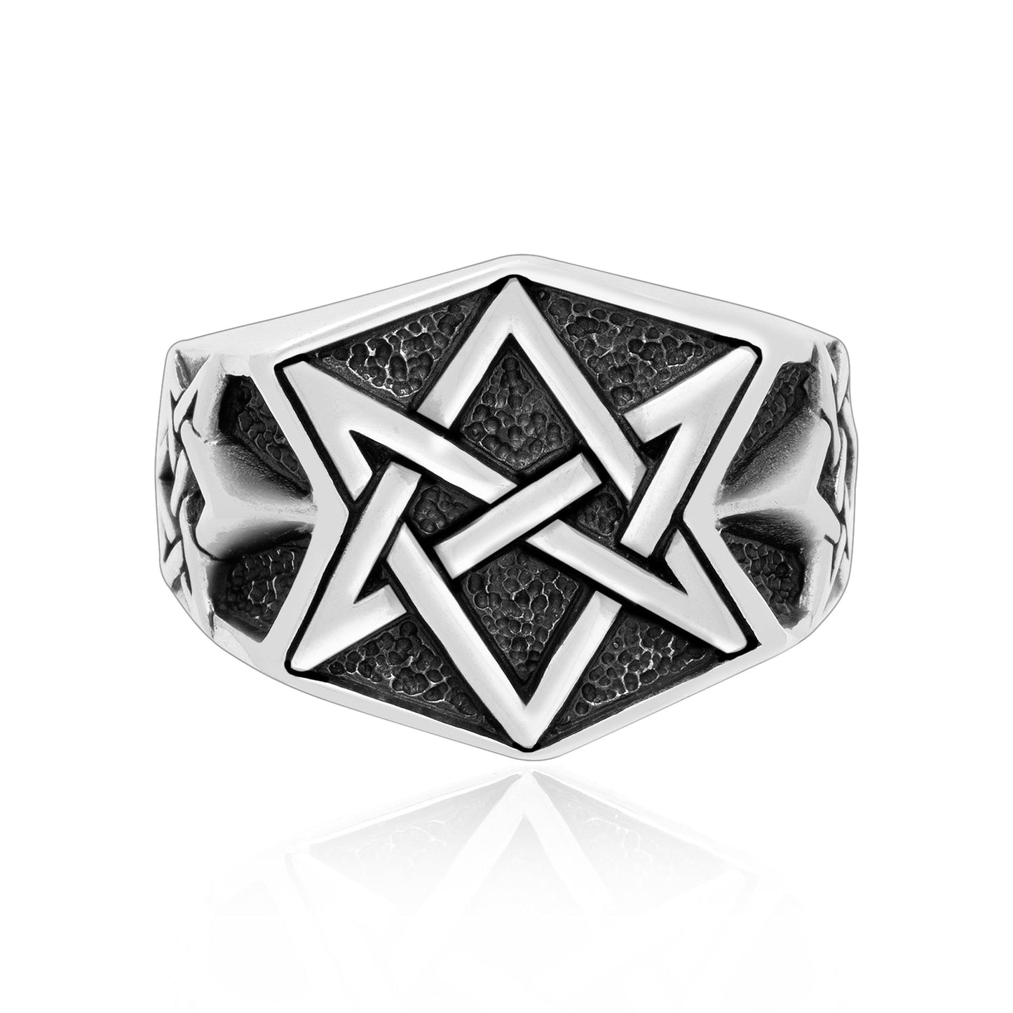 925 Sterling Silver Unicursal Hexagram Ring - SilverMania925