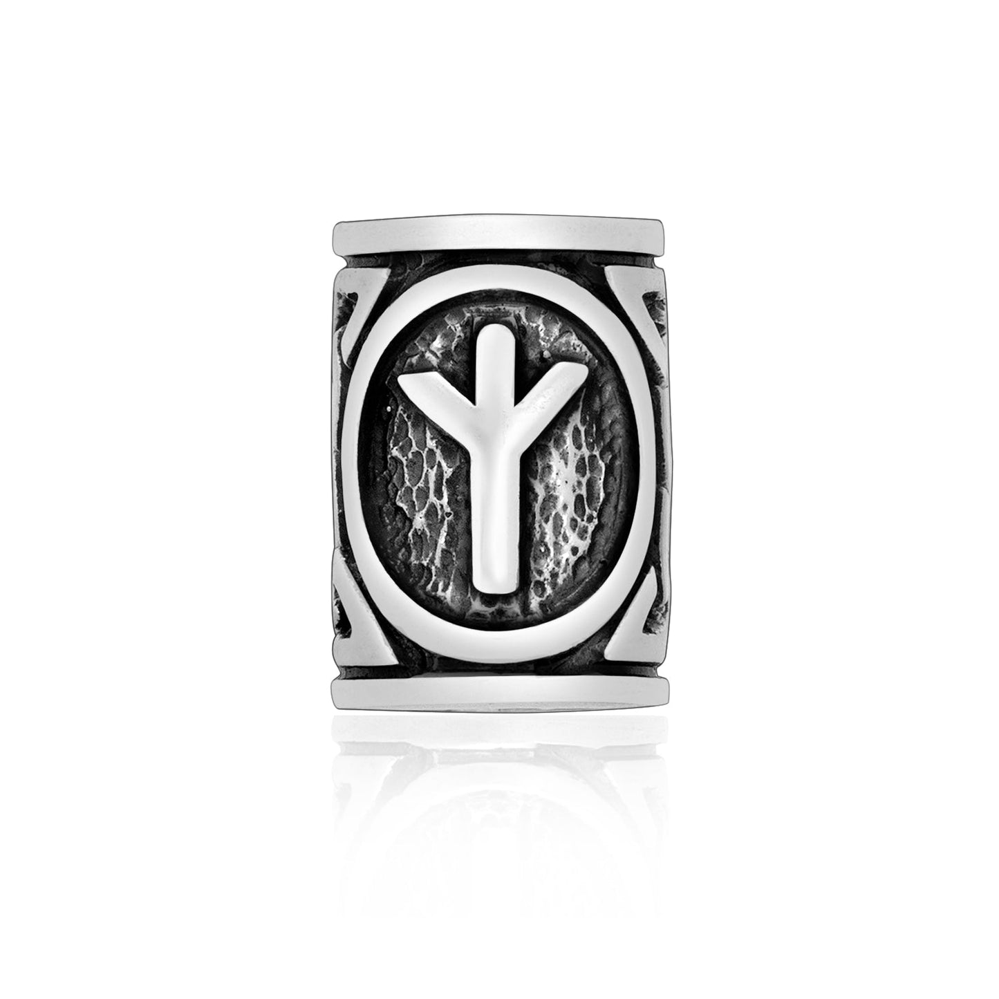 925 Sterling Silver Viking Beard Hair Bead with Rune Algiz - SilverMania925