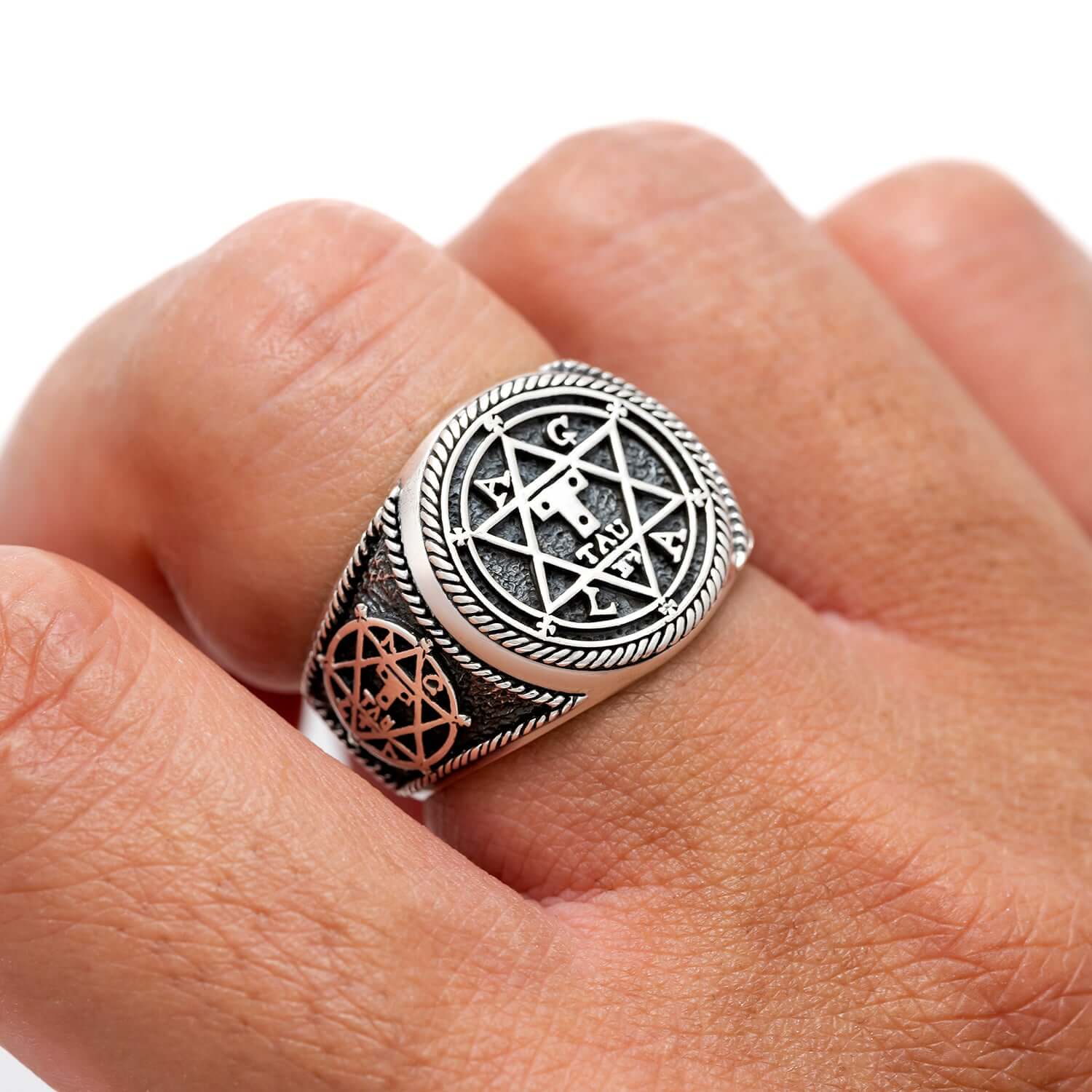 925 Sterling Silver Goetia Hexagram Ring