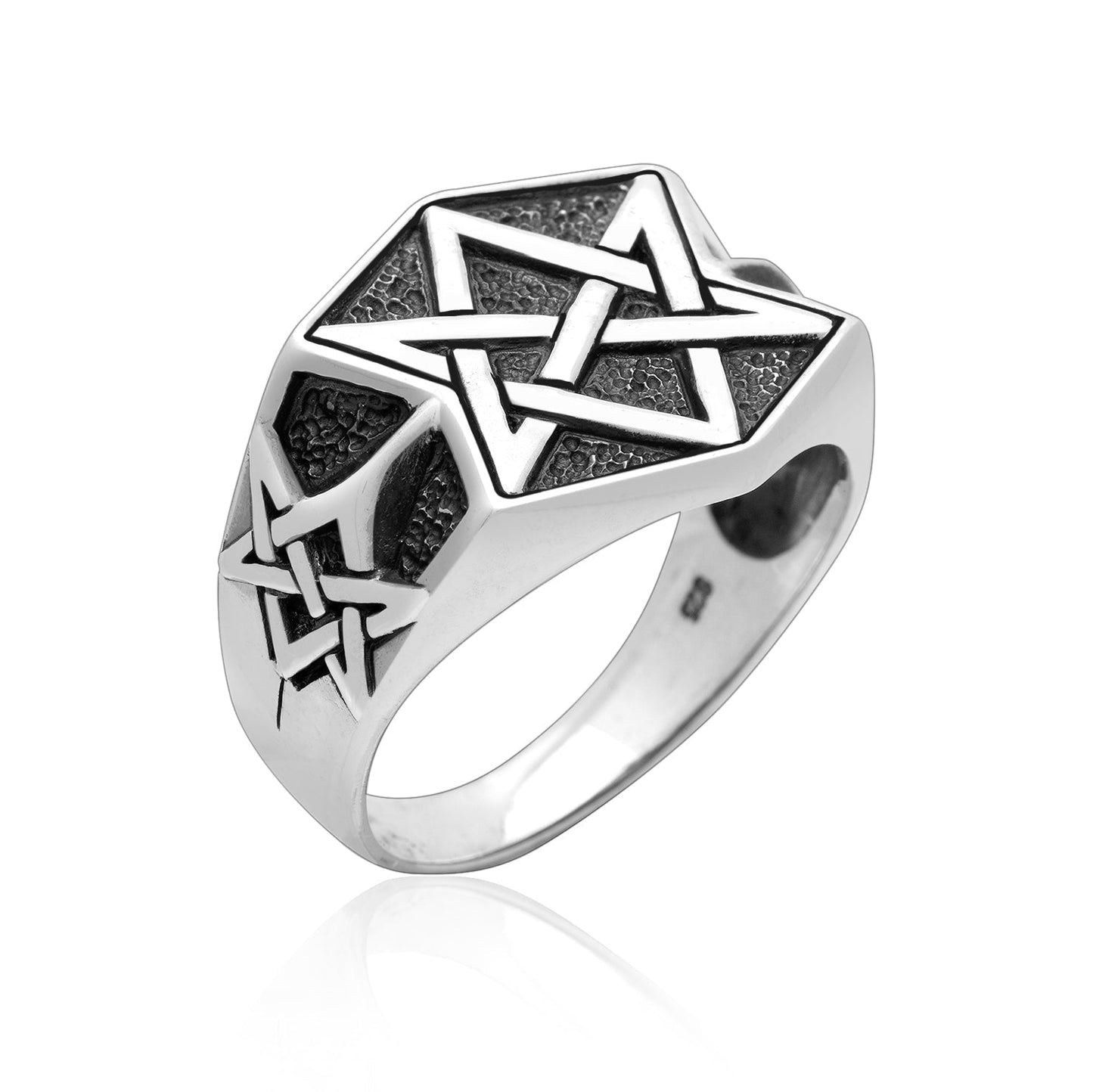 925 Sterling Silver Unicursal Hexagram Ring - SilverMania925