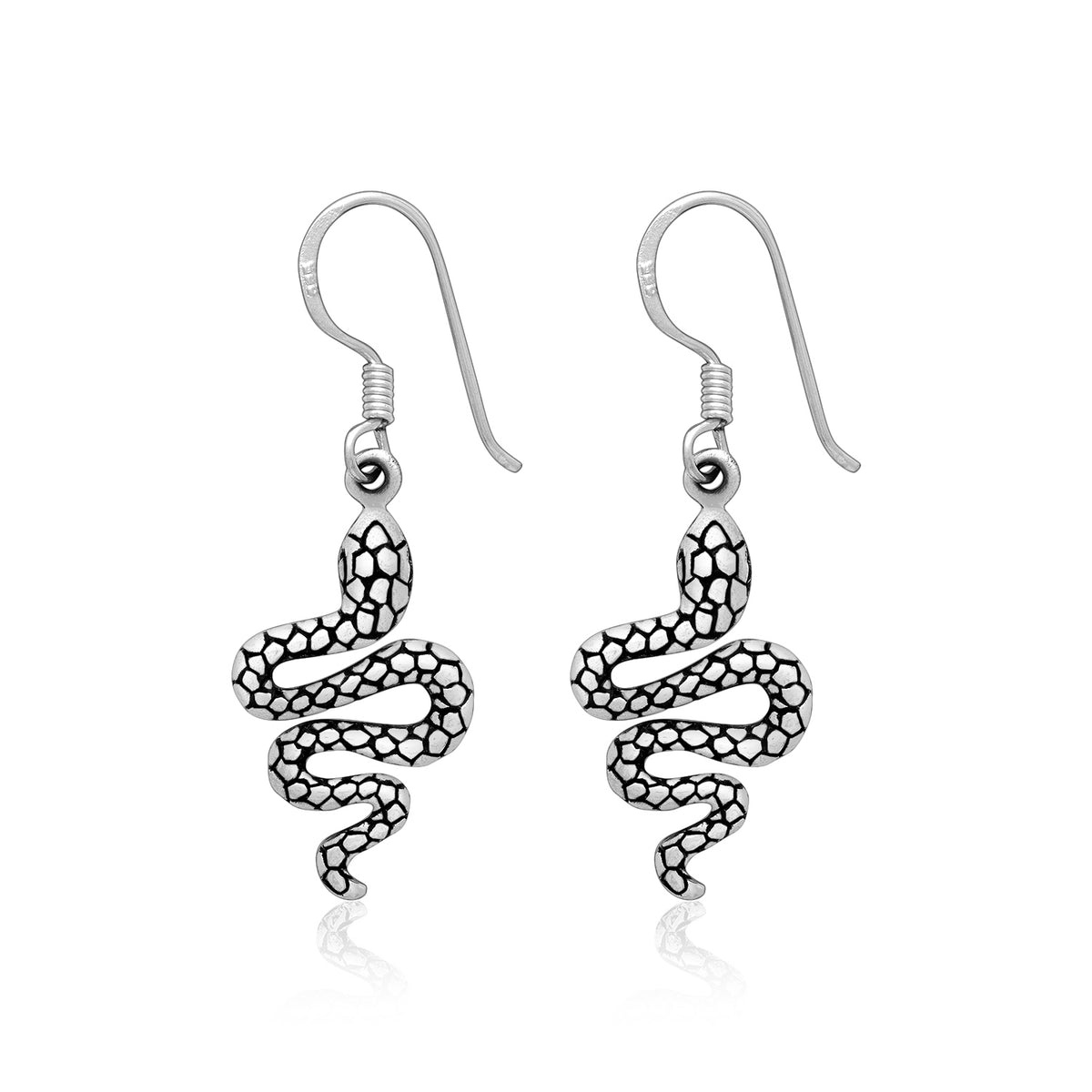 925 Sterling Silver Snake Earrings