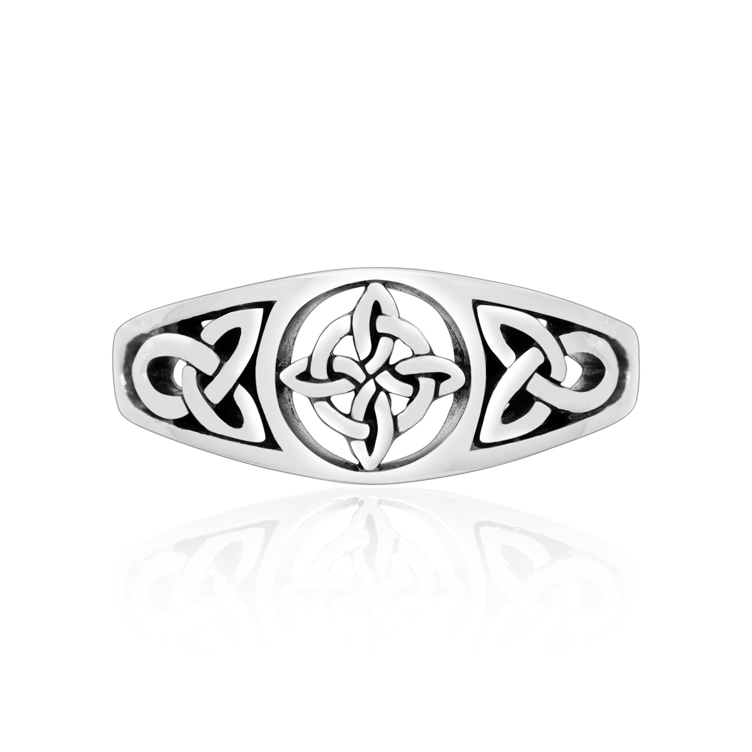 Treasure Island Charms Celtic Endless Knot 925 Sterling Silver Poison Pillbox Ring - Sizes 6-10