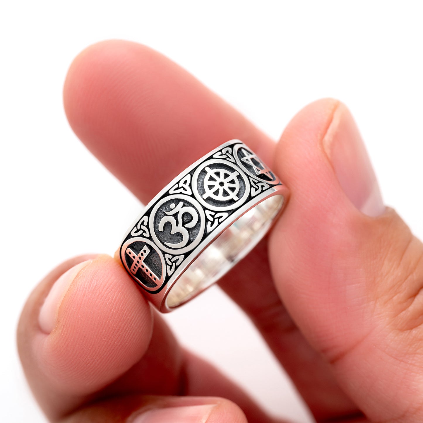 925 Sterling Silver Sacred Symbols Ring