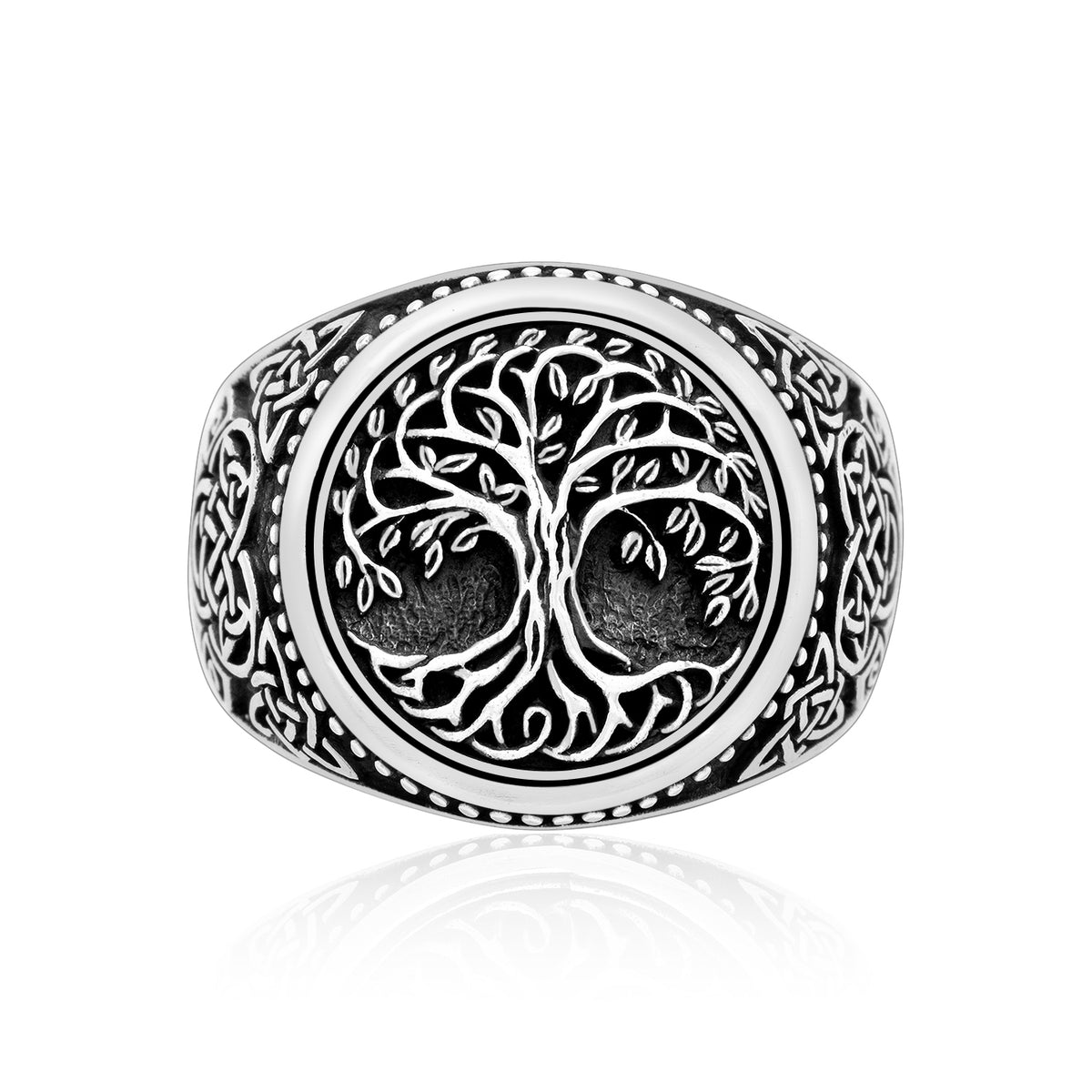 925 Sterling Silver Yggdrasil Ring with Bear Claw