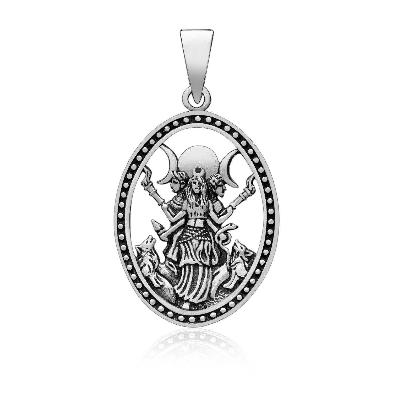 925 Sterling Silver Triple Moon Goddess Pendant