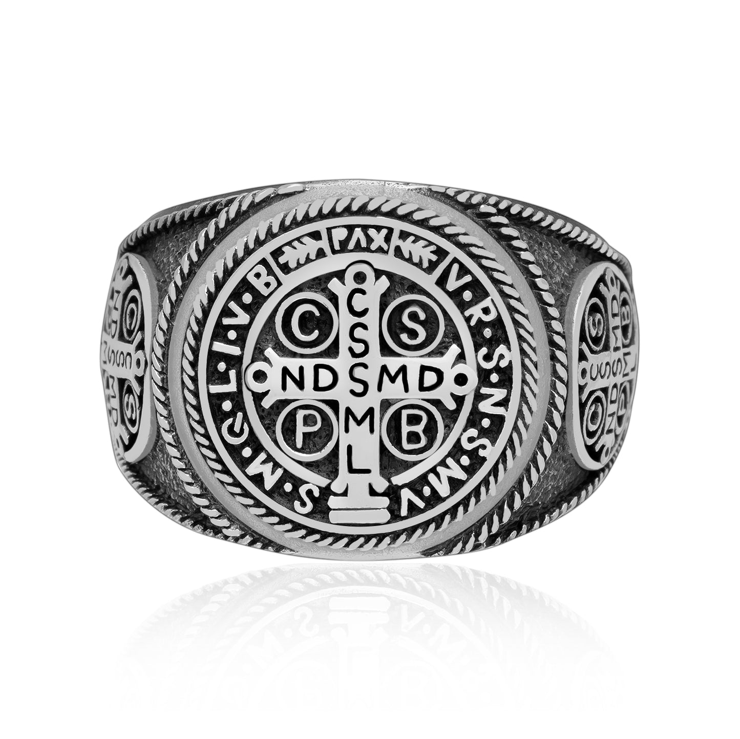 925 Sterling Silver Saint Benedict Medal Ring