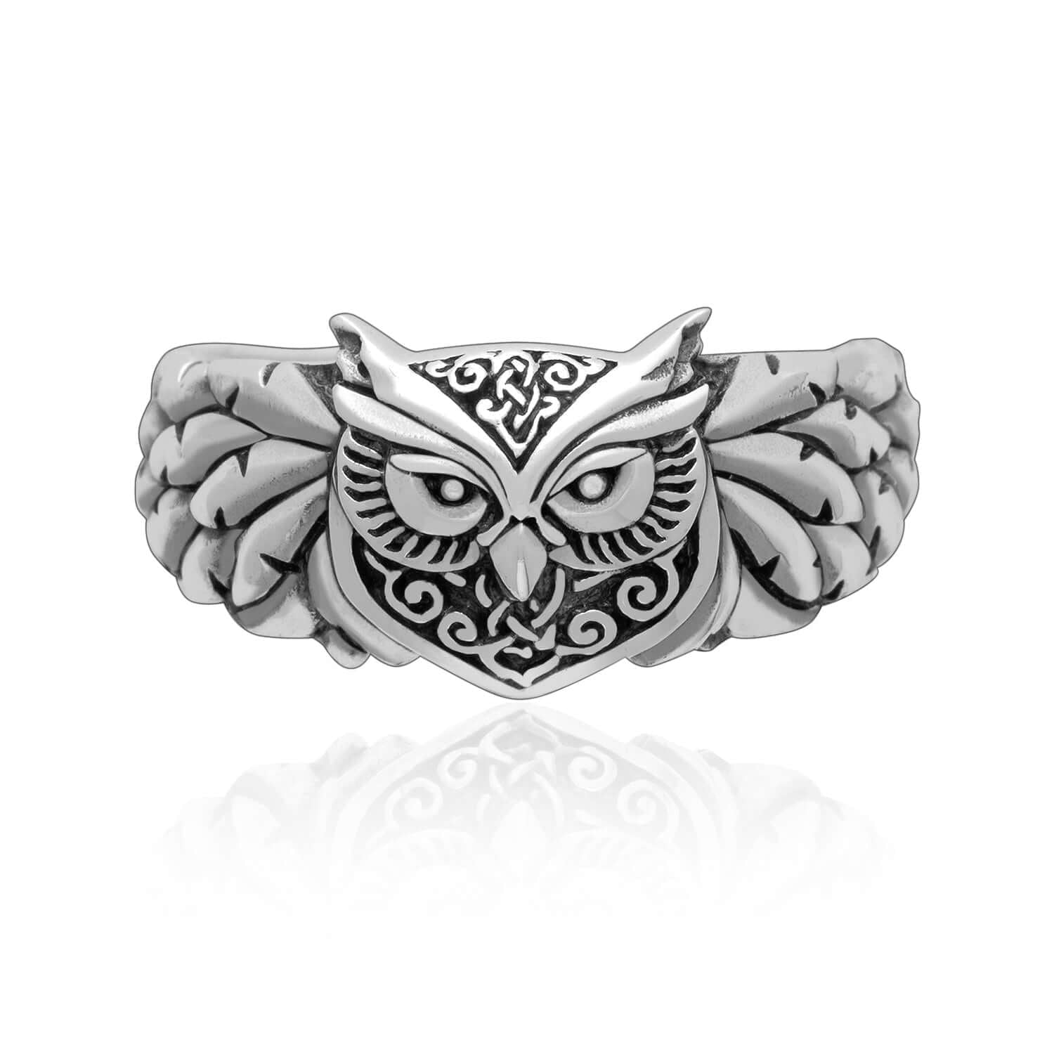925 Sterling Silver Owl Head Ring