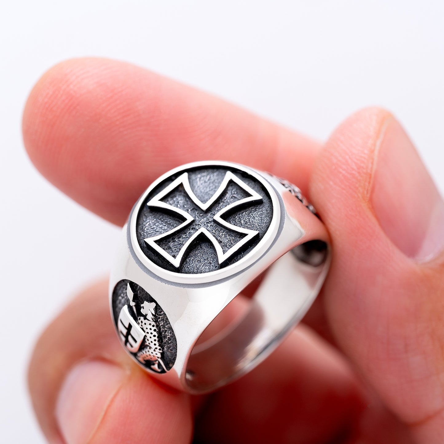 925 Sterling Silver Knights Templar Cross Ring