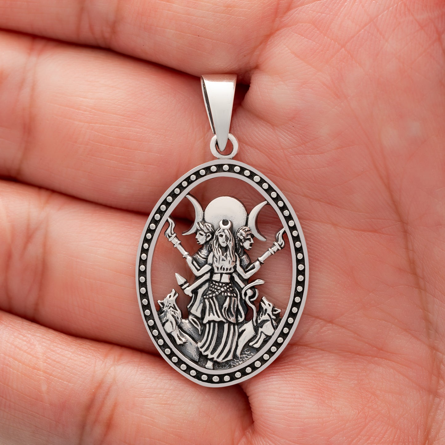 925 Sterling Silver Triple Moon Goddess Pendant