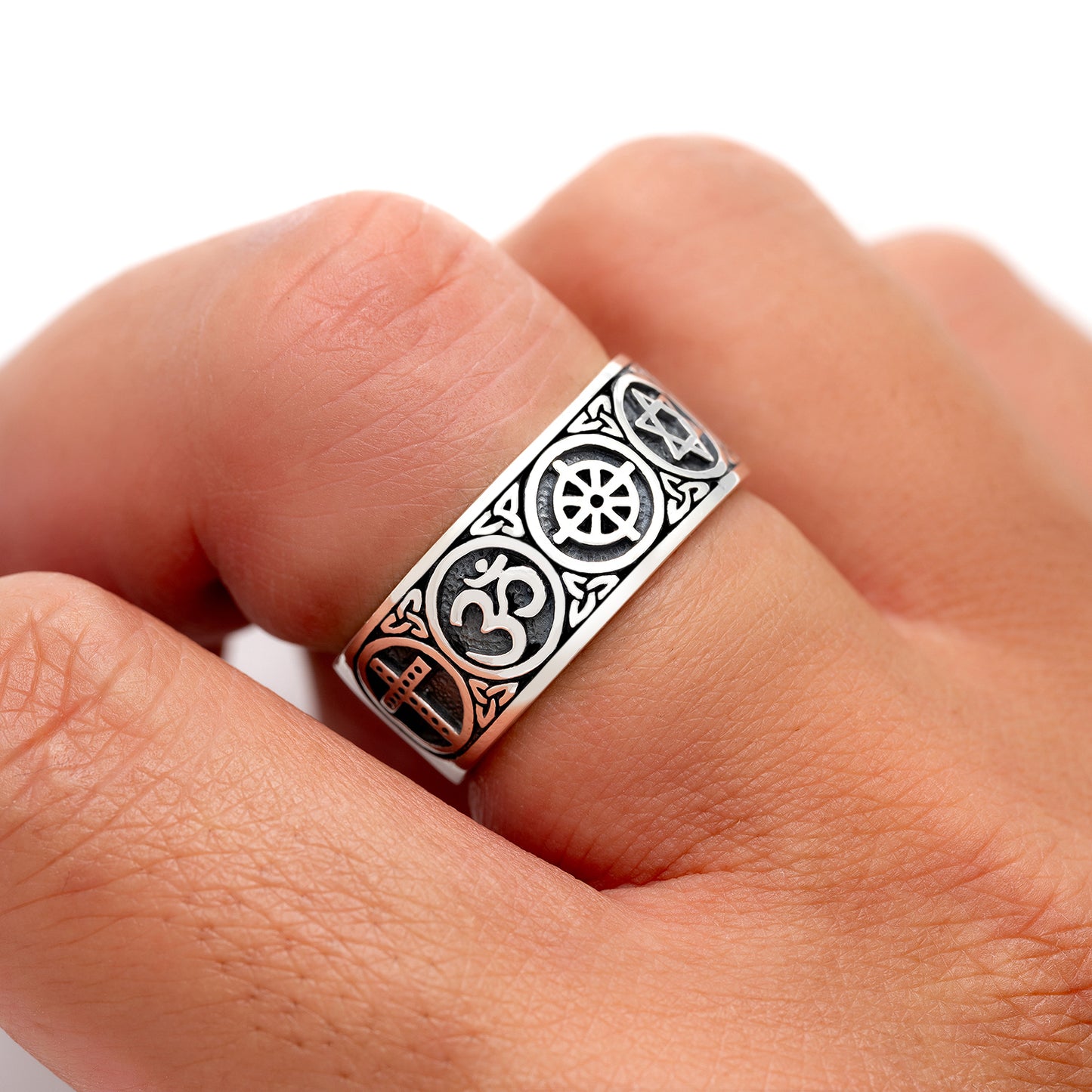 925 Sterling Silver Sacred Symbols Ring