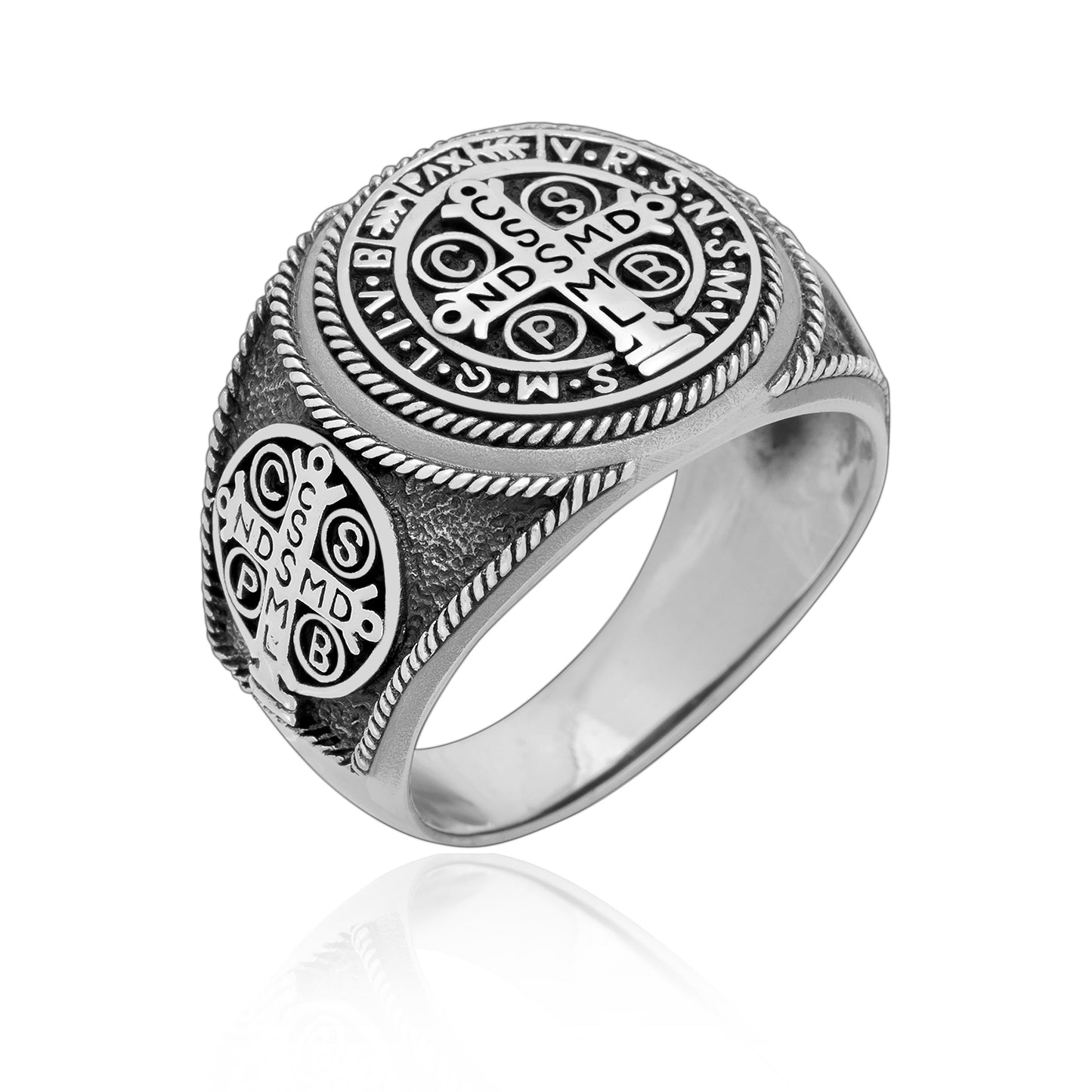 925 Sterling Silver Saint Benedict Medal Ring