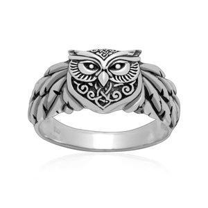 925 Sterling Silver Owl Head Ring