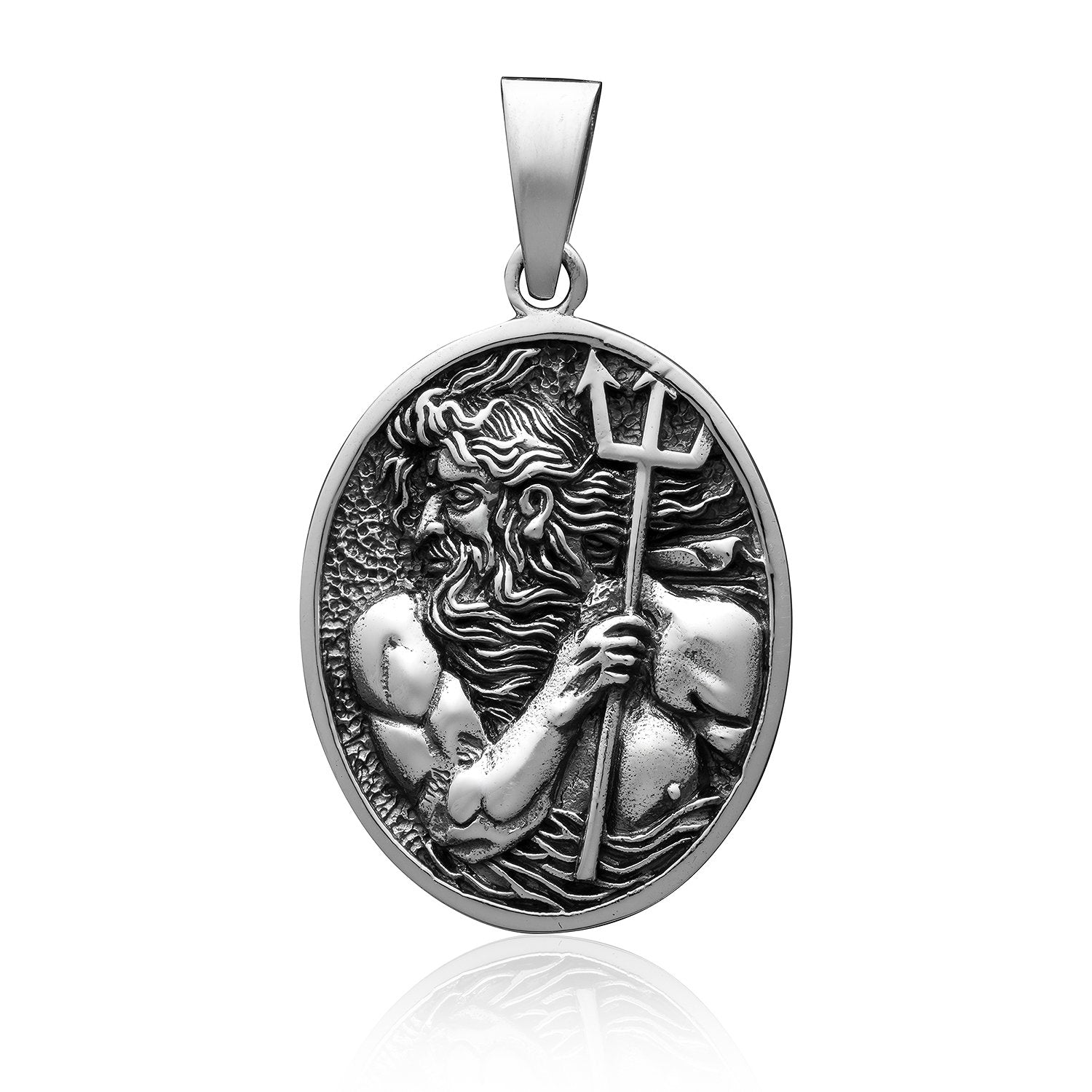 Sterling Silver Poseidon God of the Sea Pendant