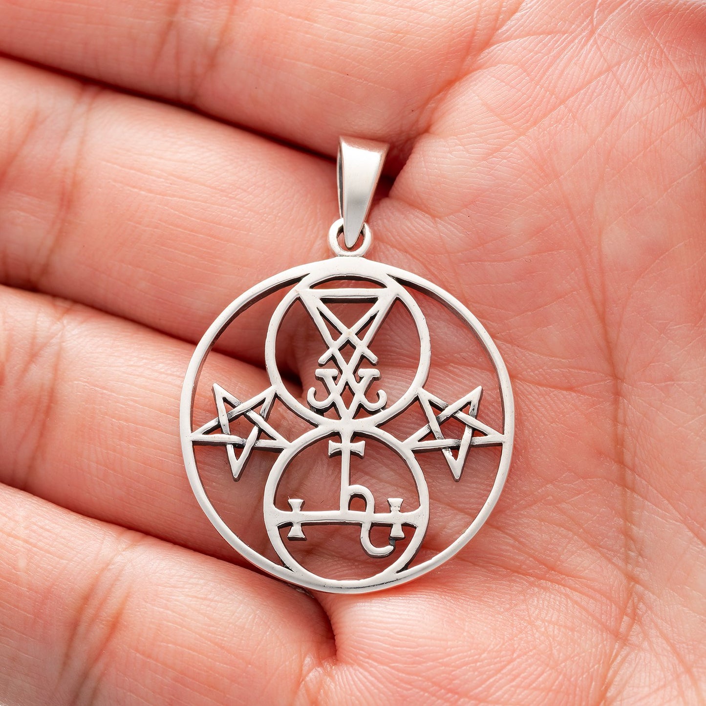 Sterling Silver Sigils of Lucifer and Lilith Pendant