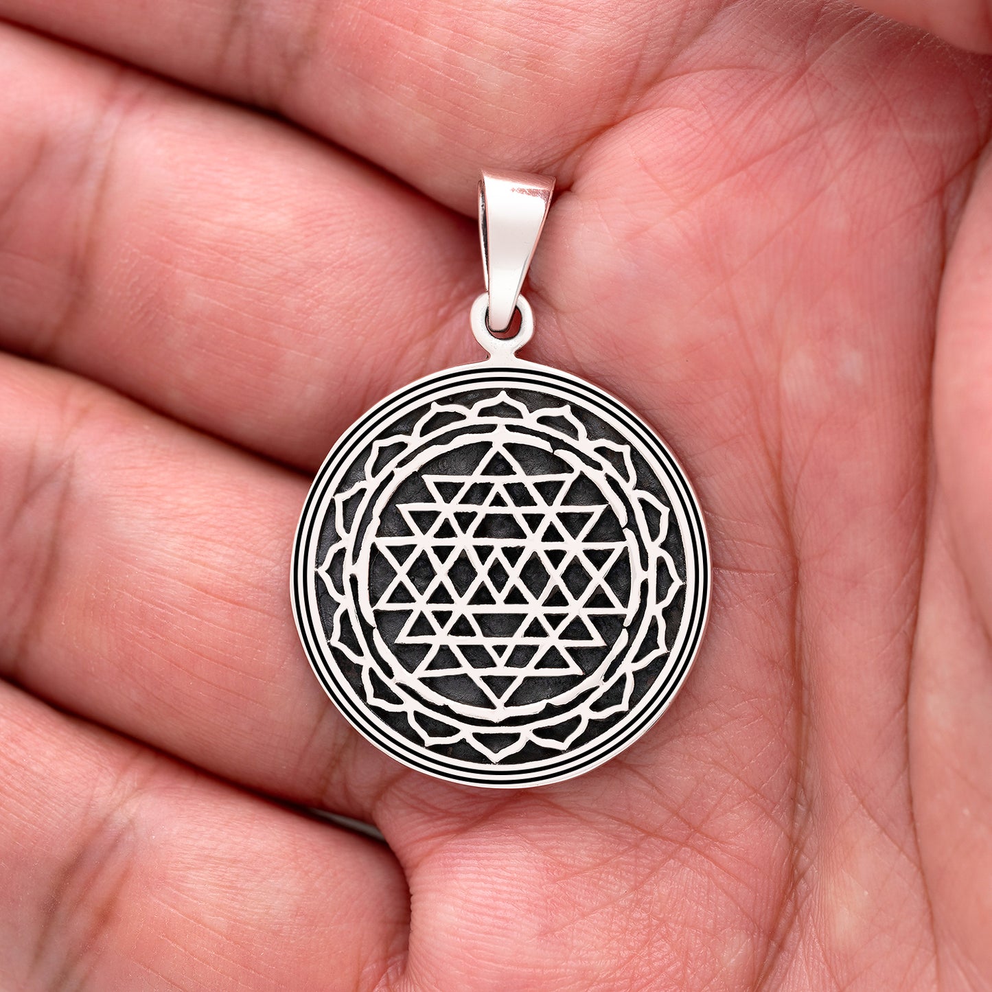 925 Sterling Silver Sri Yantra Pendant