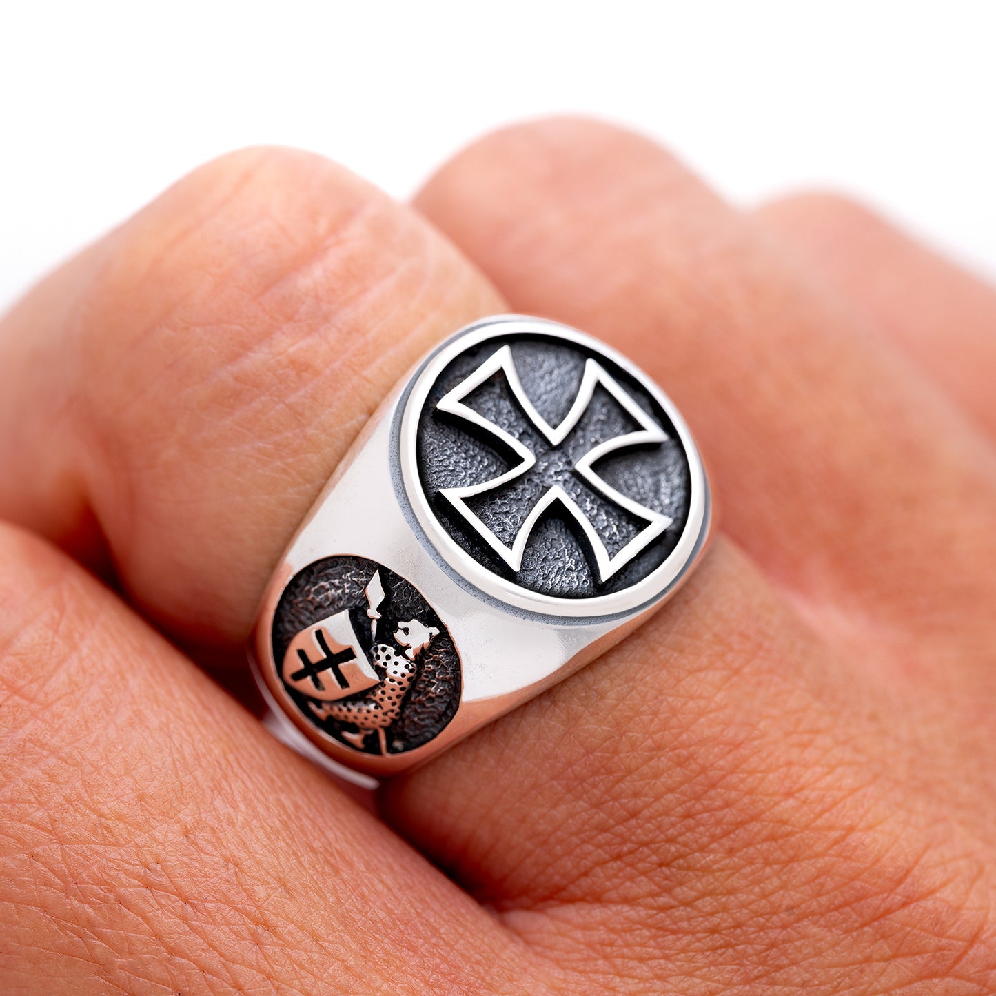 925 Sterling Silver Knights Templar Cross Ring