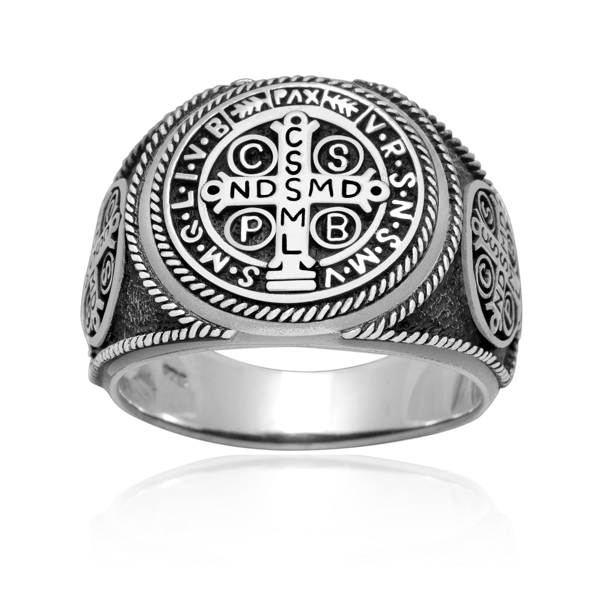 925 Sterling Silver Saint Benedict Medal Ring