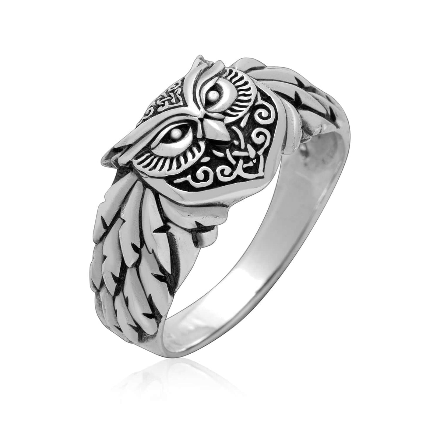925 Sterling Silver Owl Head Ring - SilverMania925