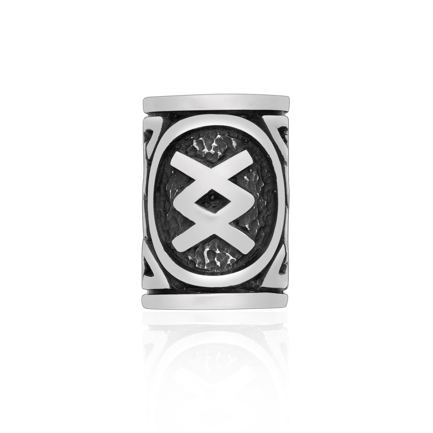 925 Sterling Silver Viking Beard Hair Bead with Rune Inguz - SilverMania925