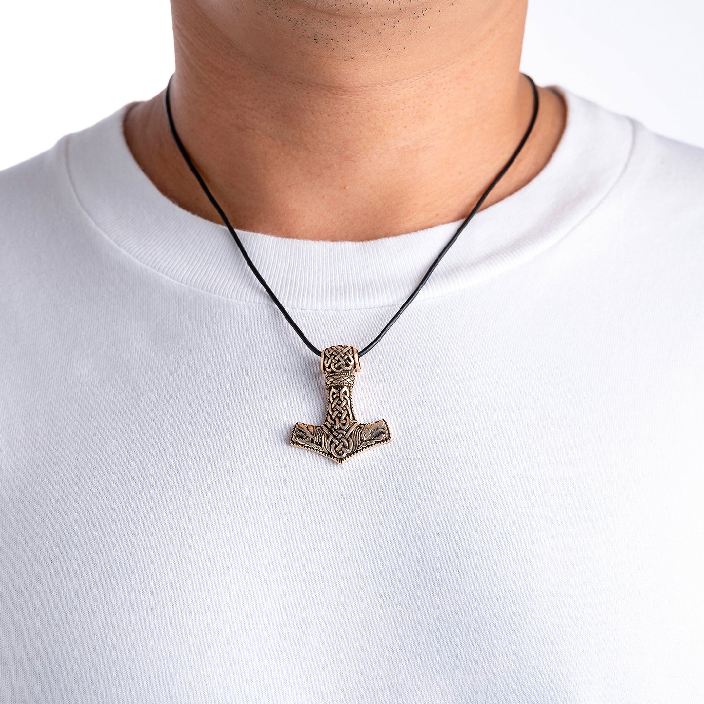 Mjolnir Bronze Pendant With Jormungand Heads