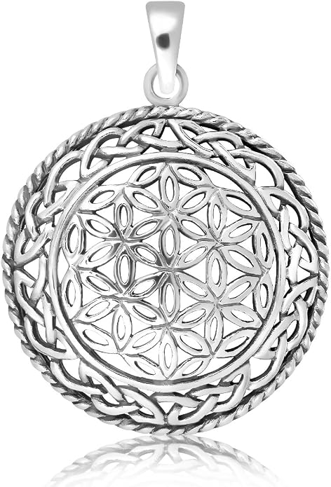 Sterling Silver Flower of Life Sacred Geometry Pendant - SilverMania925