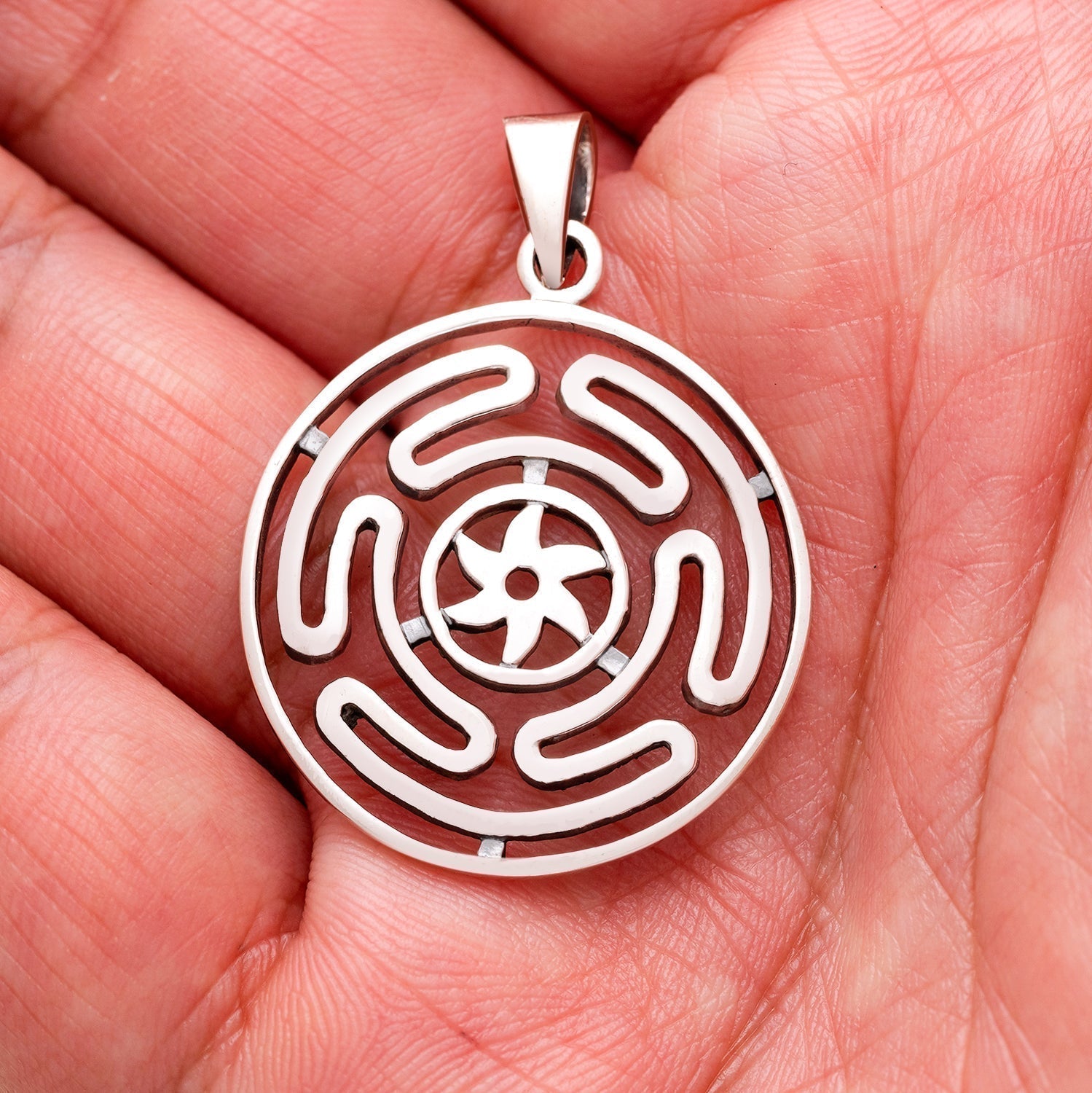 925 Sterling Silver Wheel of Hecate Pendant