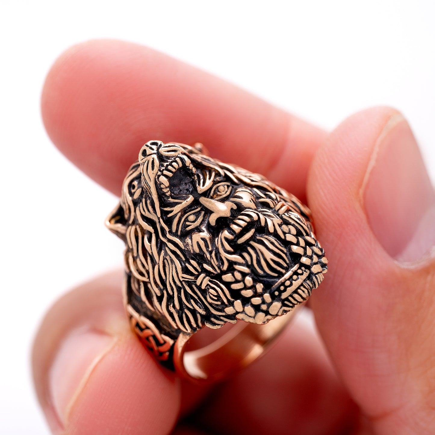 Berserker With Bear Hood Bronze Ring