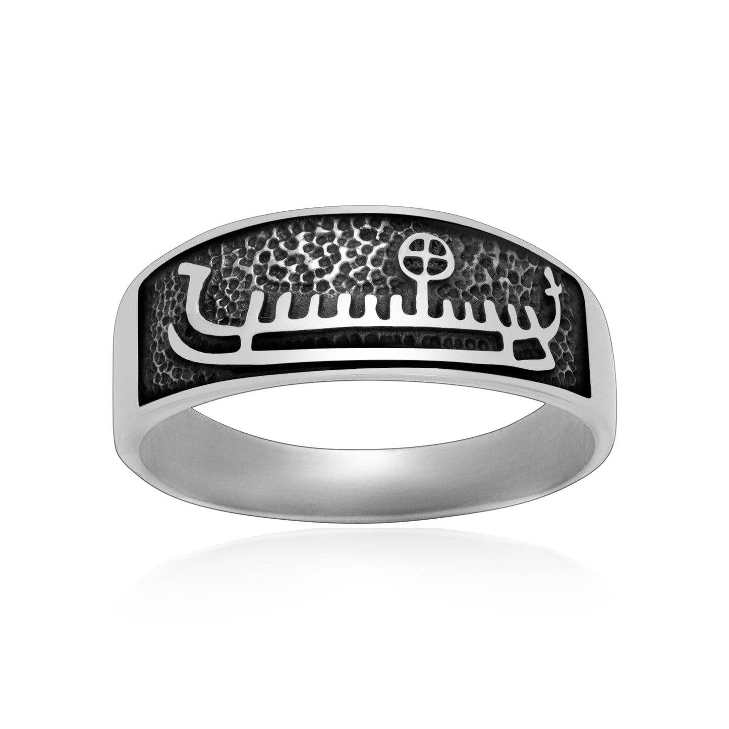 925 Sterling Silver Viking Ship Ring - SilverMania925