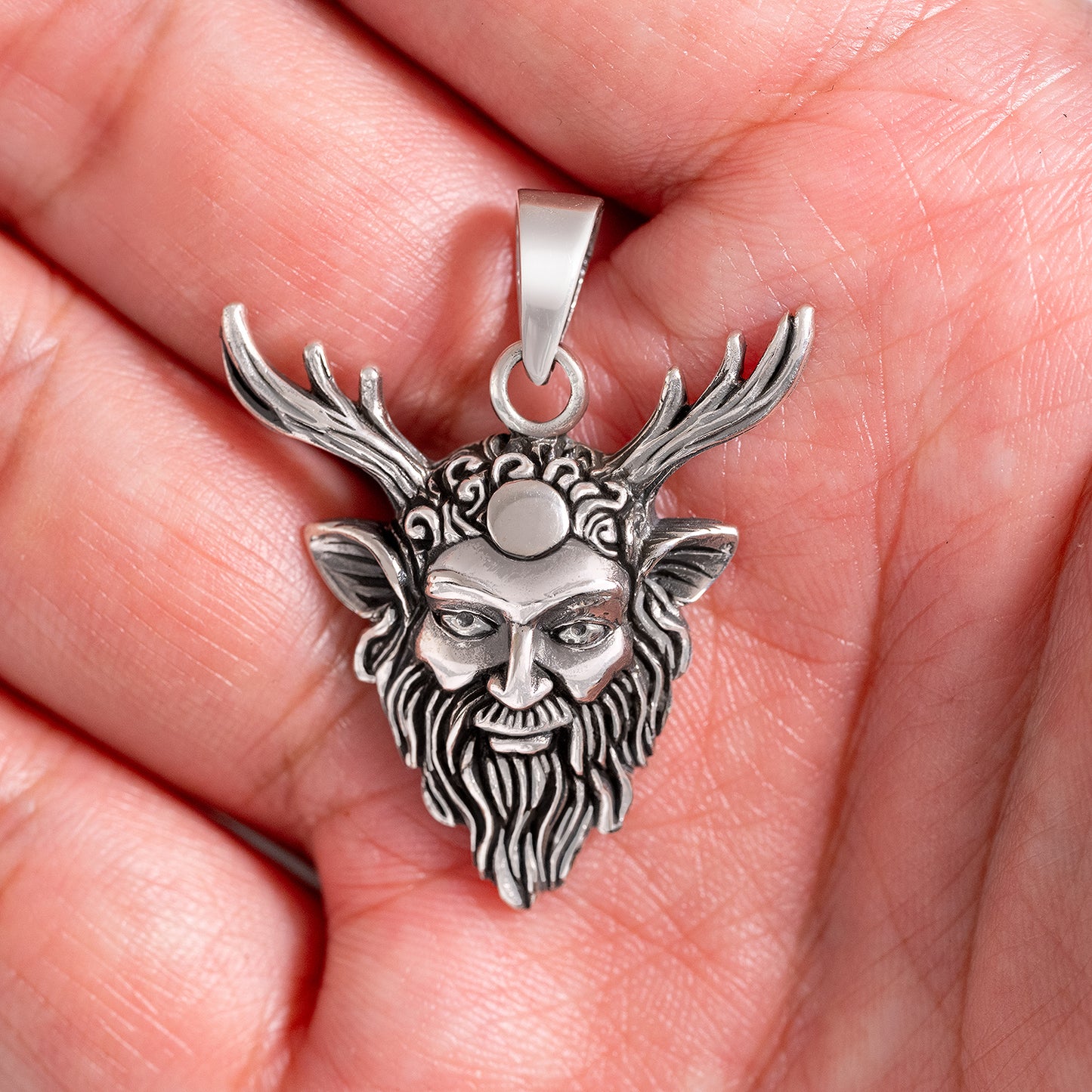 925 Sterling Silver Cernunnos God Pendant